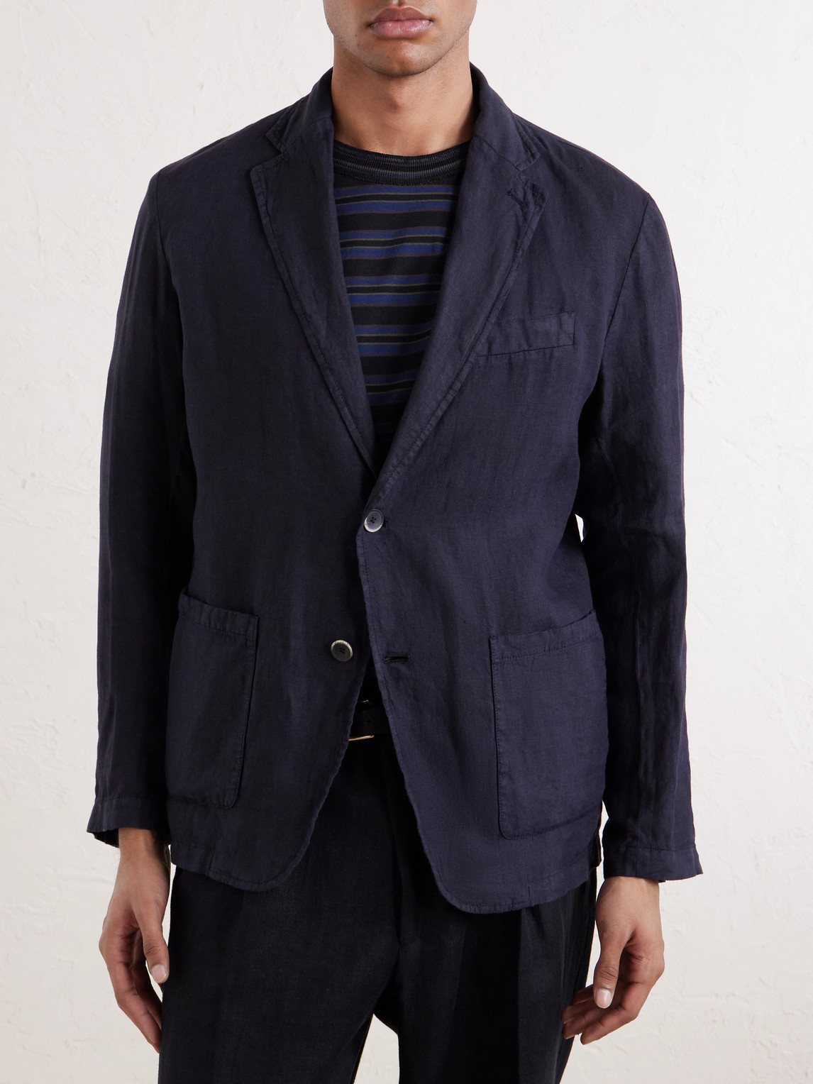  Altea - Aaron Garment-dyed Linen Blazer - Men - Blue - S 