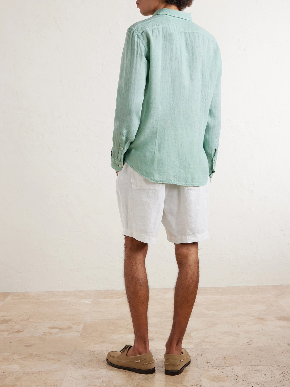  Altea - Samuel Straight-leg Linen Drawstring Shorts - Men - White - S 