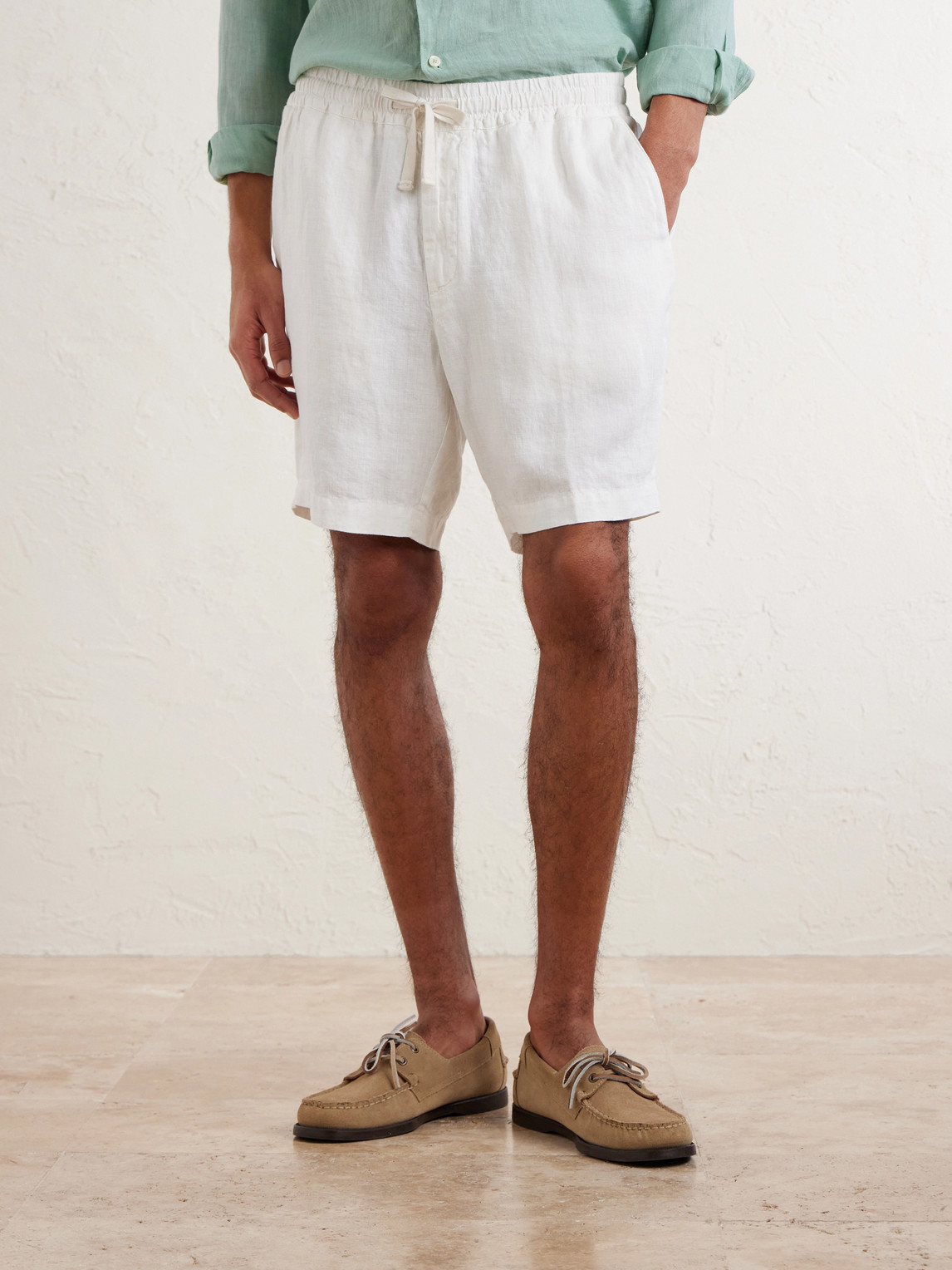  Altea - Samuel Straight-leg Linen Drawstring Shorts - Men - White - S 