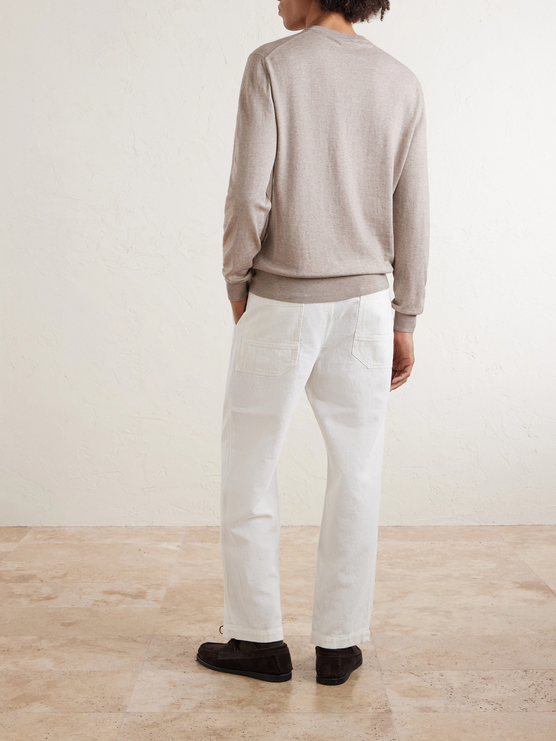  Altea - Cotton And Cashmere-blend Sweater - Men - Neutrals - M 