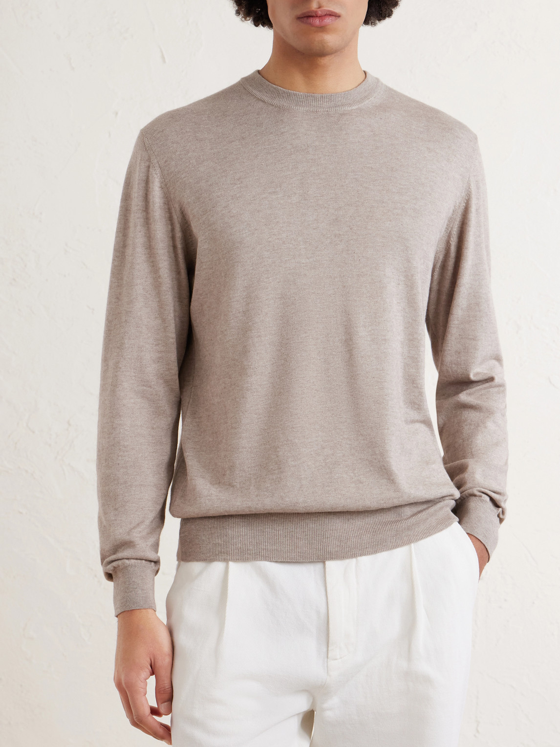  Altea - Cotton And Cashmere-blend Sweater - Men - Neutrals - M 