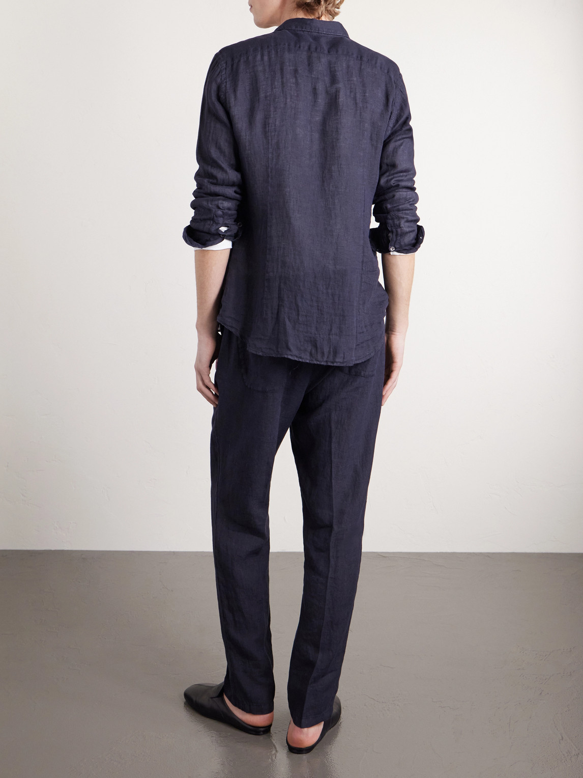  Altea - Mattia Straight-leg Linen Drawstring Trousers - Men - Blue - S 