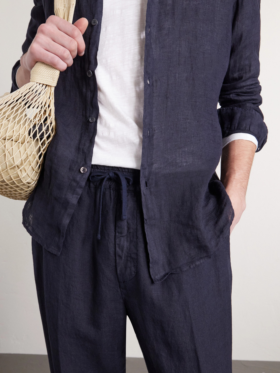 Mattia Straight-Leg Linen Drawstring Trousers