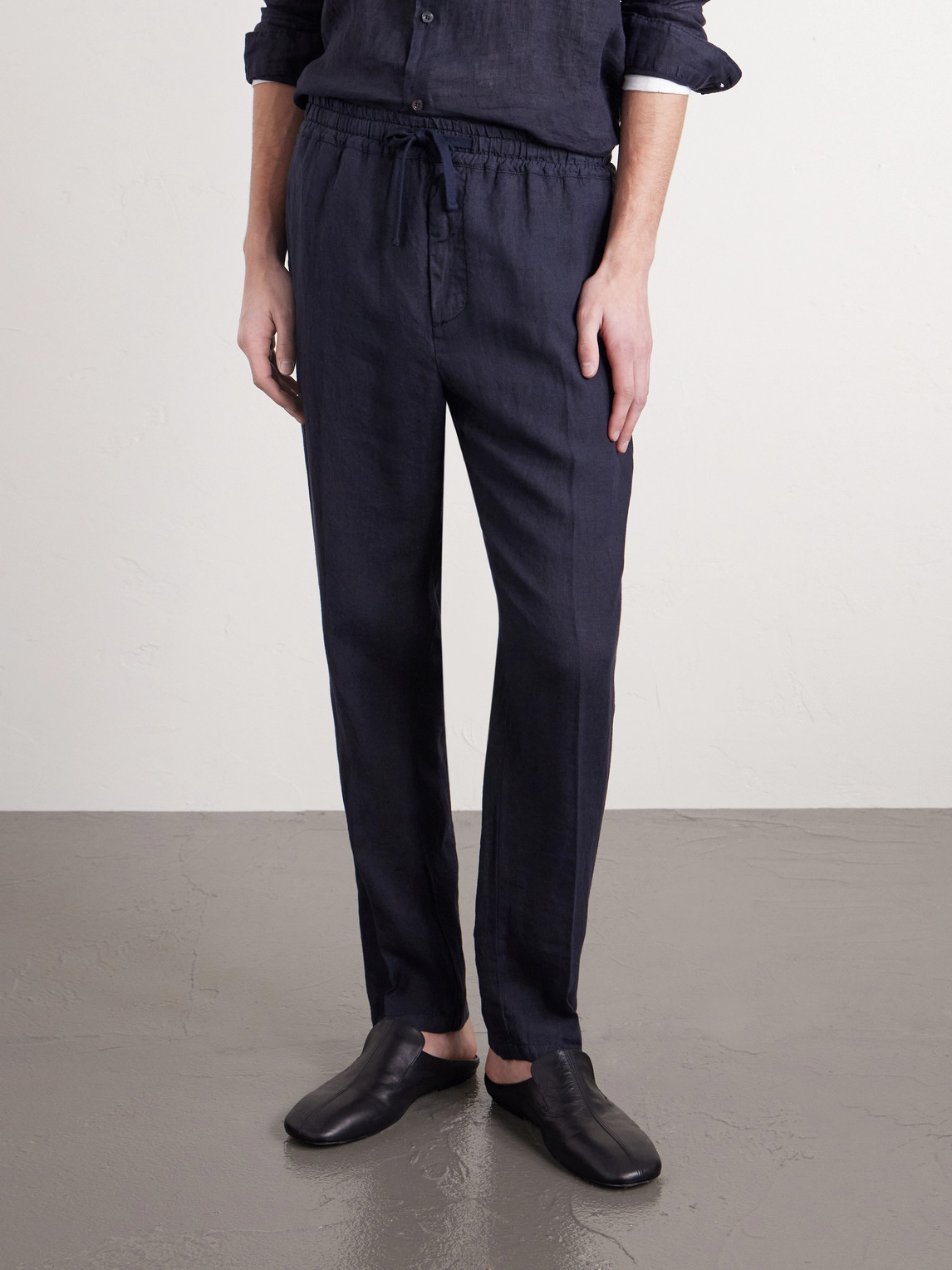  Altea - Mattia Straight-leg Linen Drawstring Trousers - Men - Blue - S 