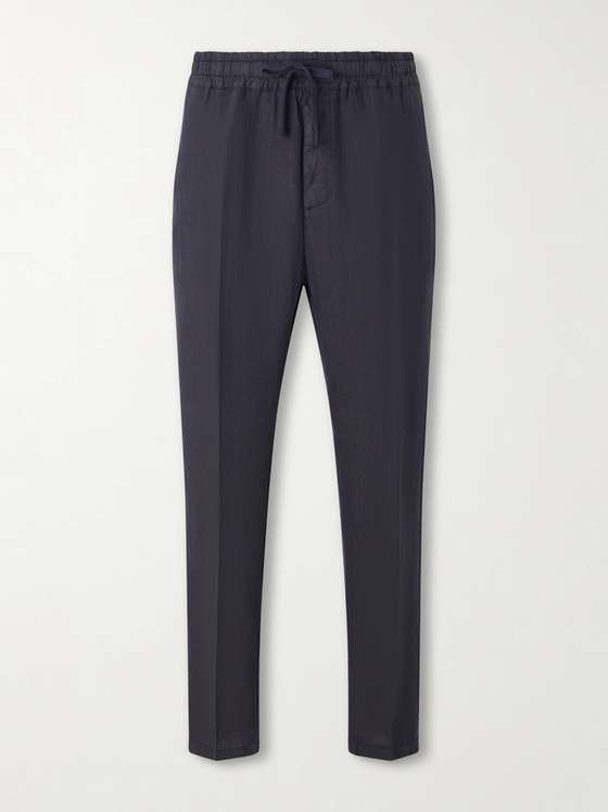 Altea Mattia Straight-Leg Linen Drawstring Trousers