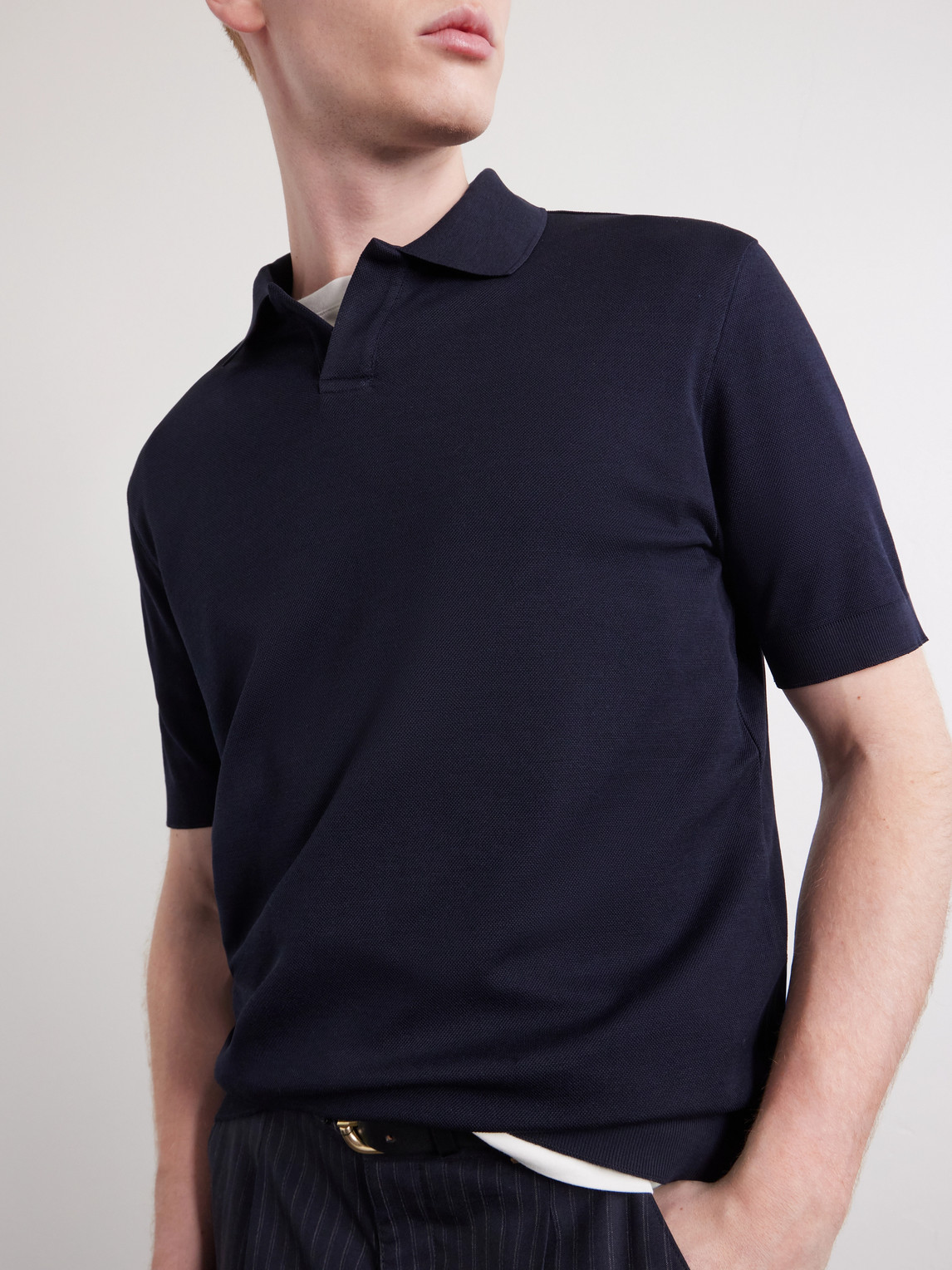 Pierre Honeycomb-Knit Cotton-Piqué Polo Shirt