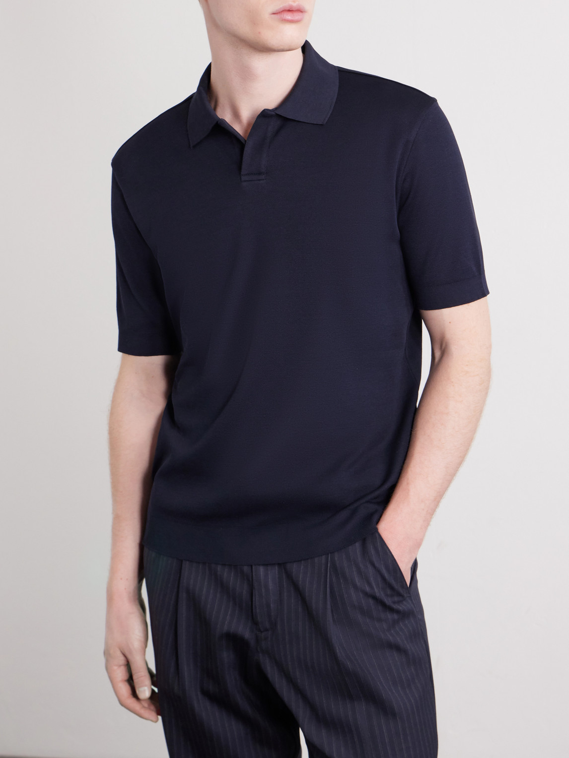 Pierre Honeycomb-Knit Cotton-Piqué Polo Shirt