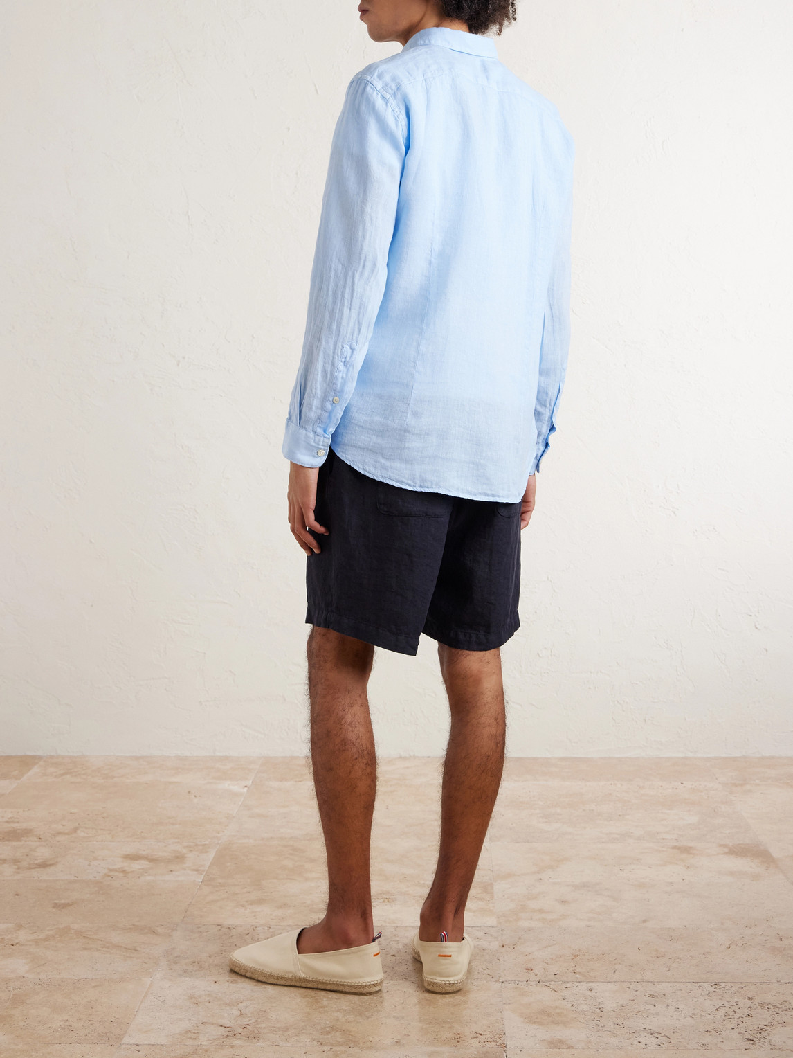  Altea - Samuel Straight-leg Linen Drawstring Shorts - Men - Blue - S 