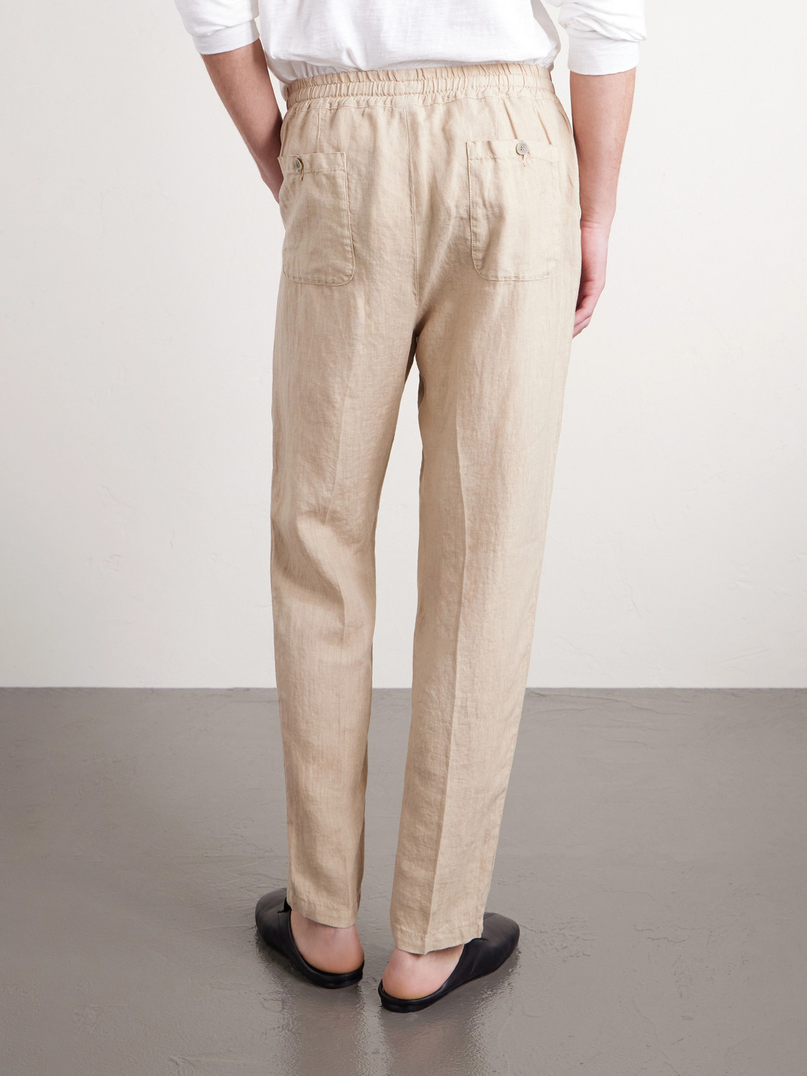  Altea - Mattia Straight-leg Linen Drawstring Trousers - Men - Neutrals - S 