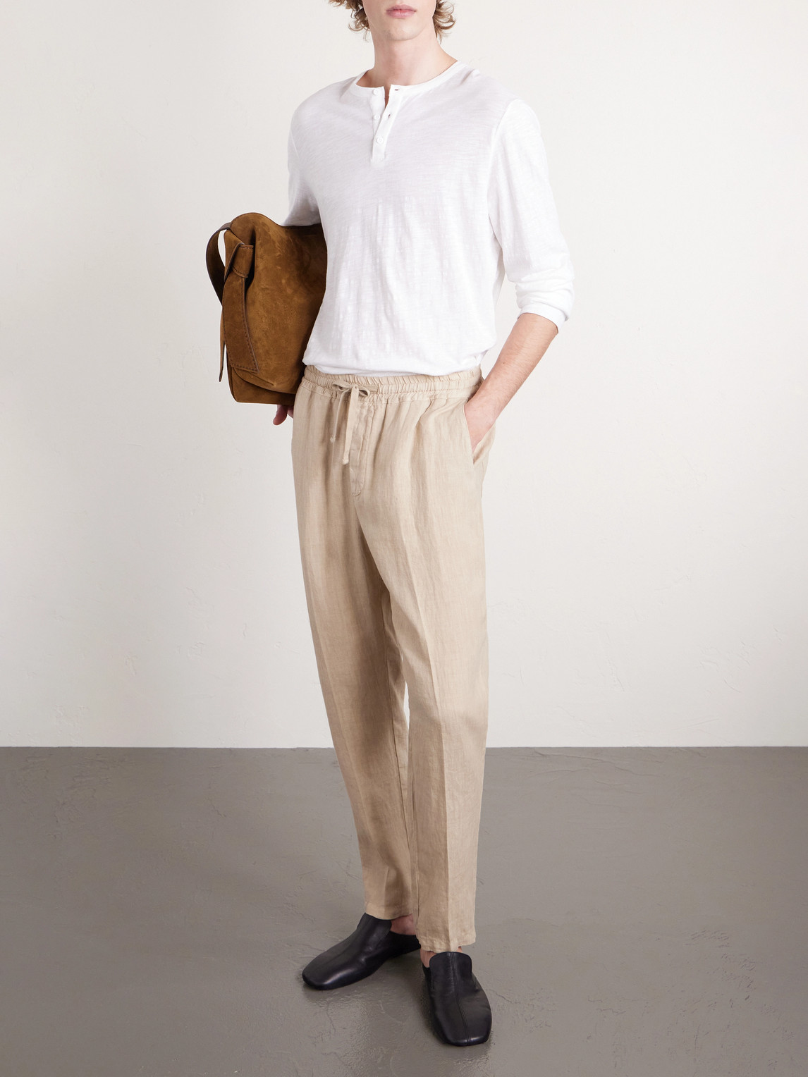 Mattia Straight-Leg Linen Drawstring Trousers