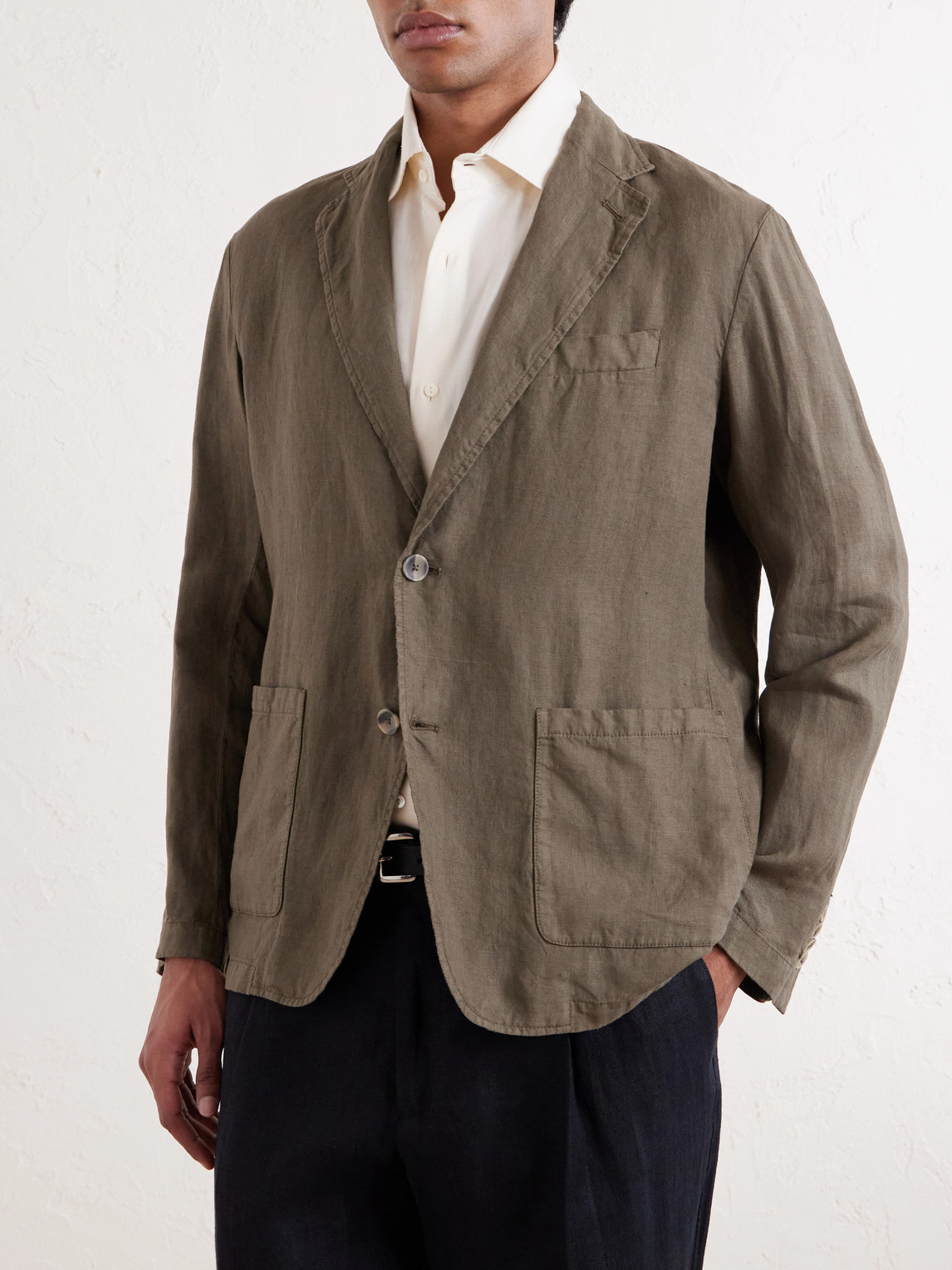  Altea - Aaron Garment-dyed Linen Blazer - Men - Green - Xl 