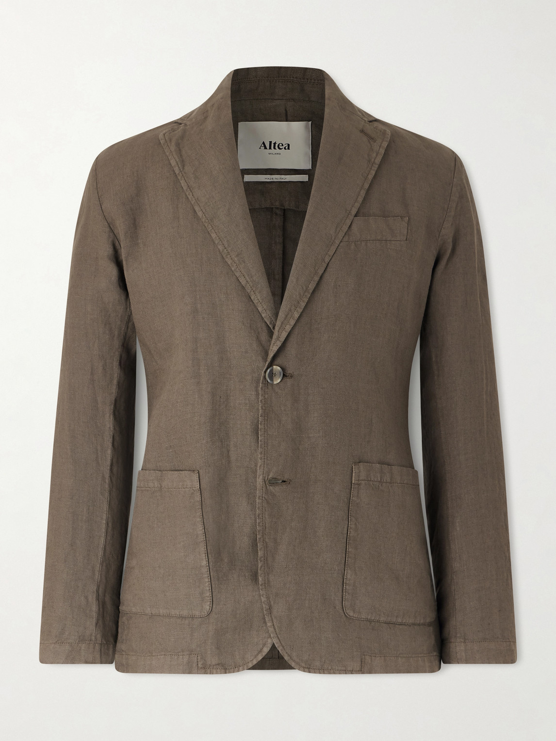 Altea Aaron Garment-dyed Linen Blazer In Brown
