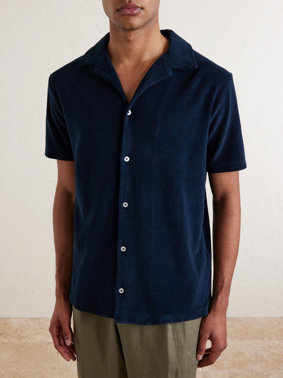 Harvey Camp-Collar Cotton-Terry Shirt