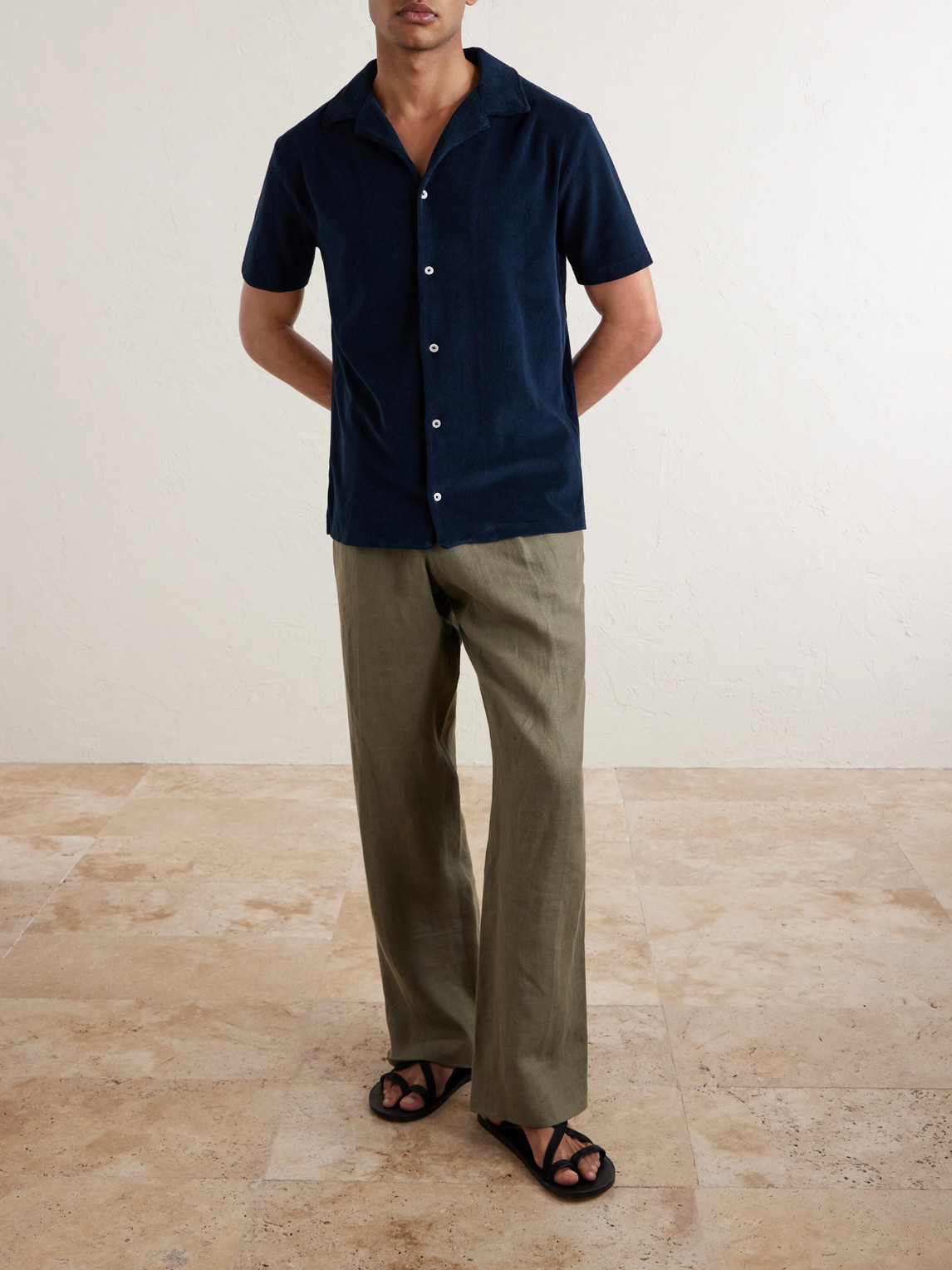 Harvey Camp-Collar Cotton-Terry Shirt