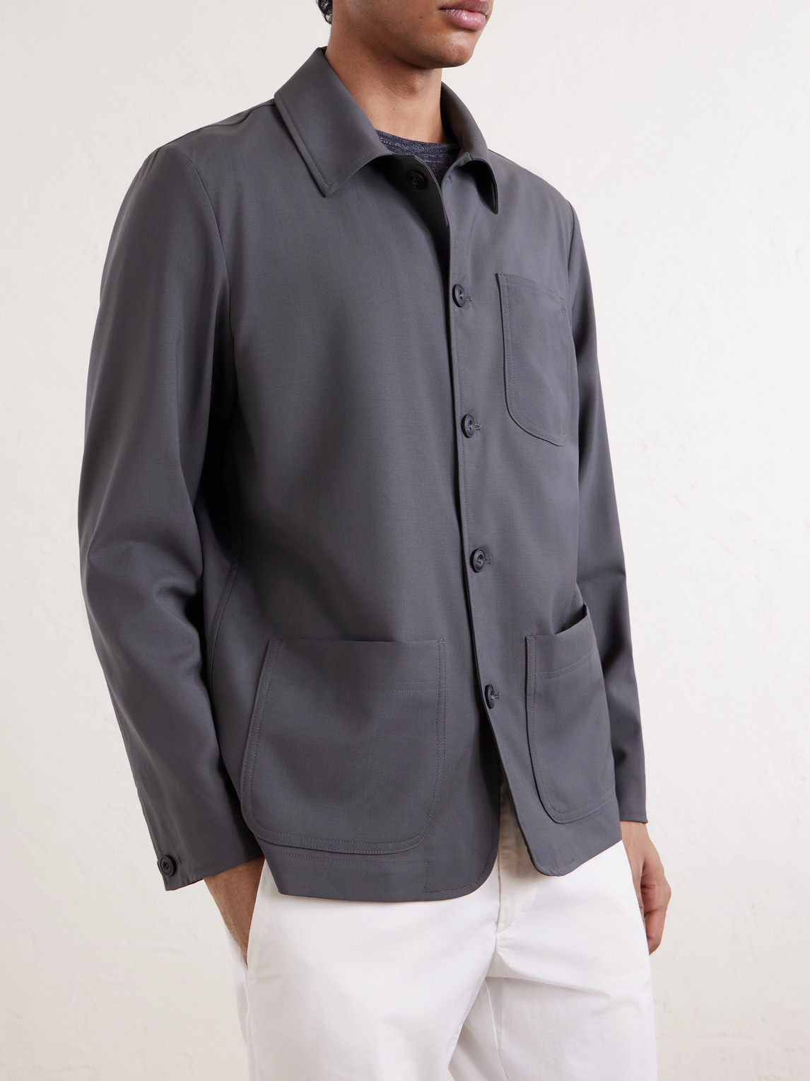  Altea - Constantin Virgin Wool Overshirt - Men - Gray - S 