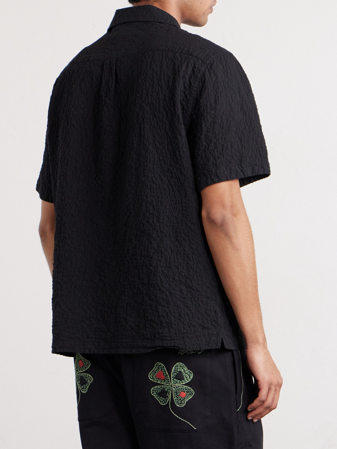  Altea - Hadley Seersucker Cotton Shirt - Men - Black - S 