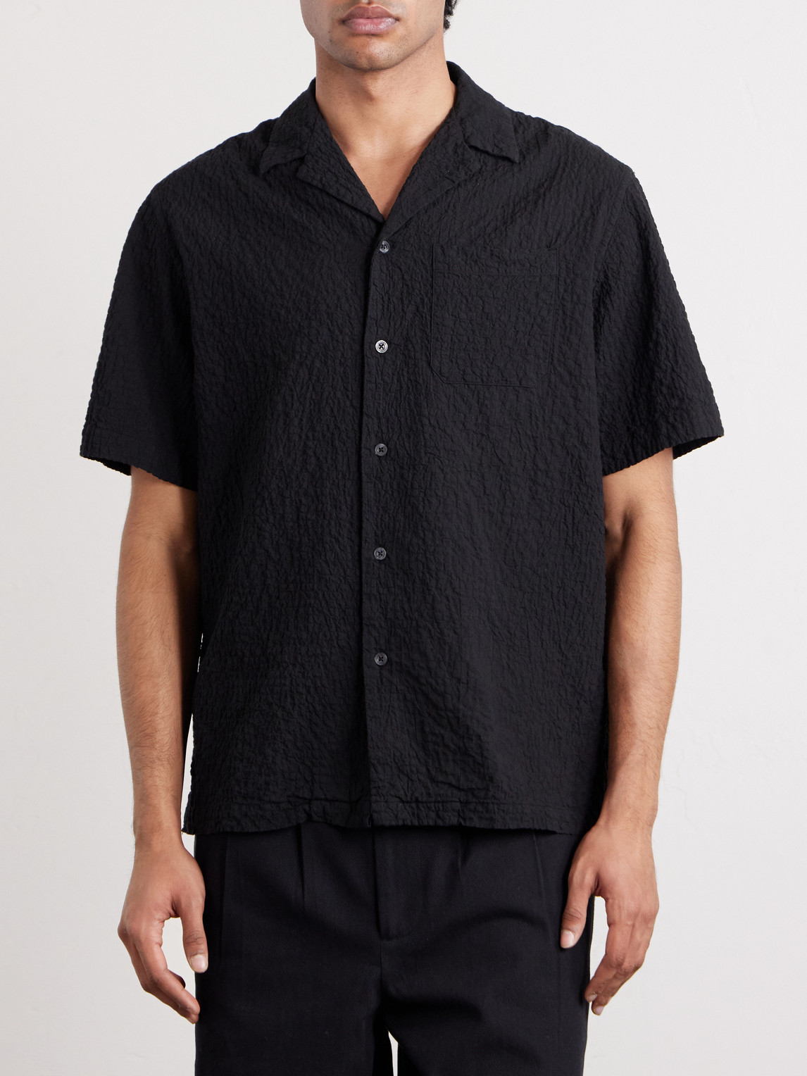  Altea - Hadley Seersucker Cotton Shirt - Men - Black - S 