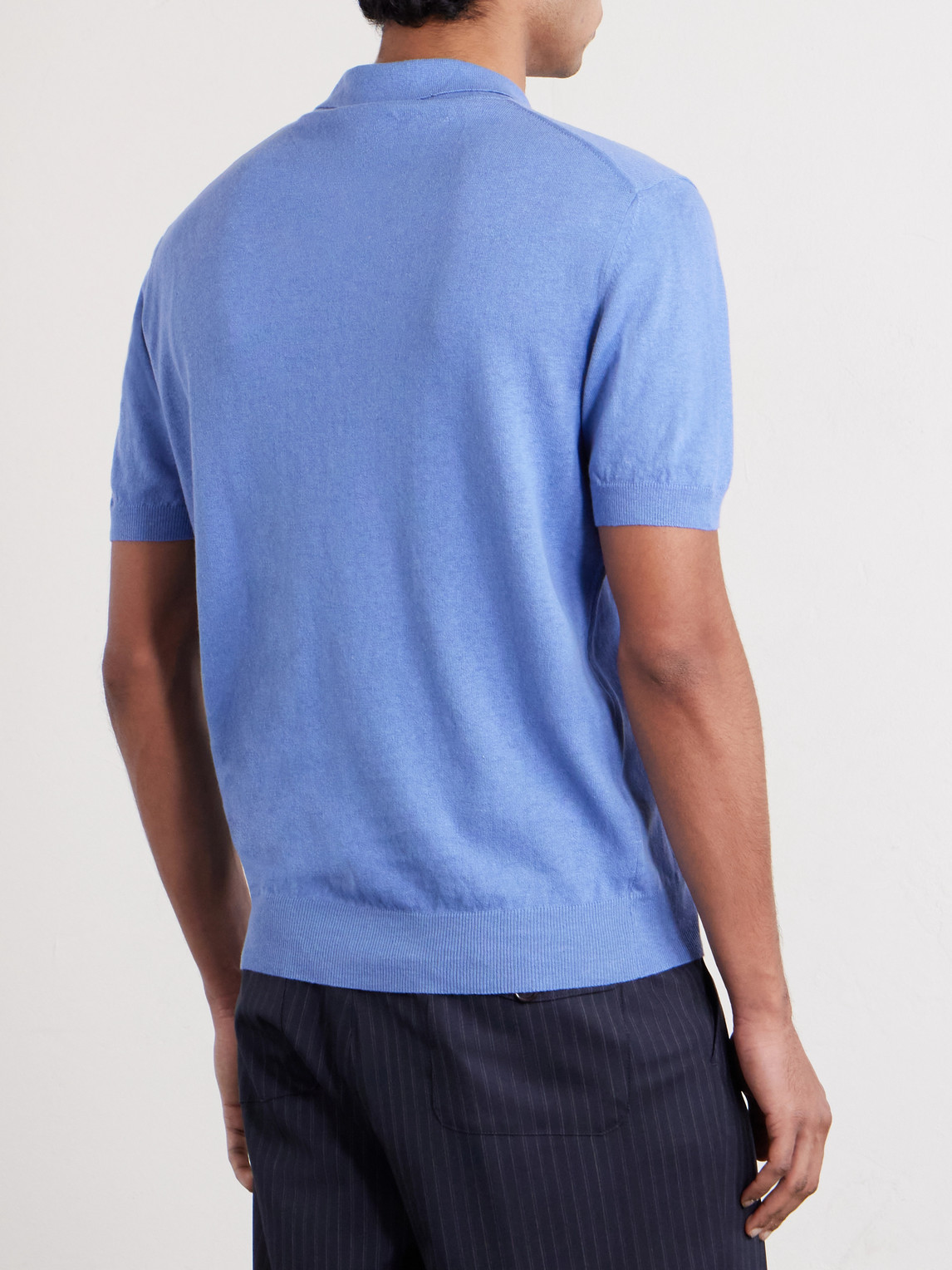  Altea - Linen And Cotton-blend Polo Shirt - Men - Blue - S 