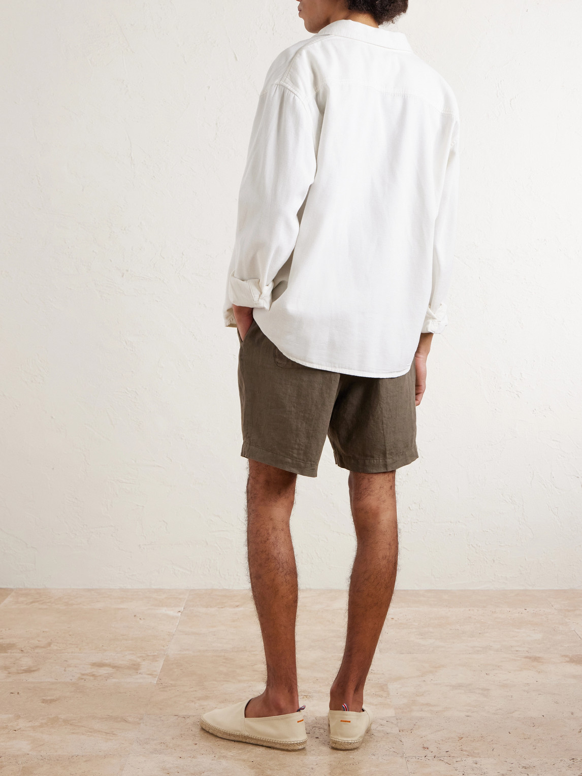 Altea - Samuel Straight-leg Linen Shorts - Men - Green - S 