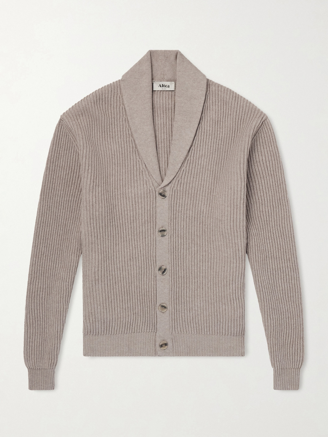 Altea Shawl-collar Ribbed Cotton And Cashmere-blend Cardigan In Neutral