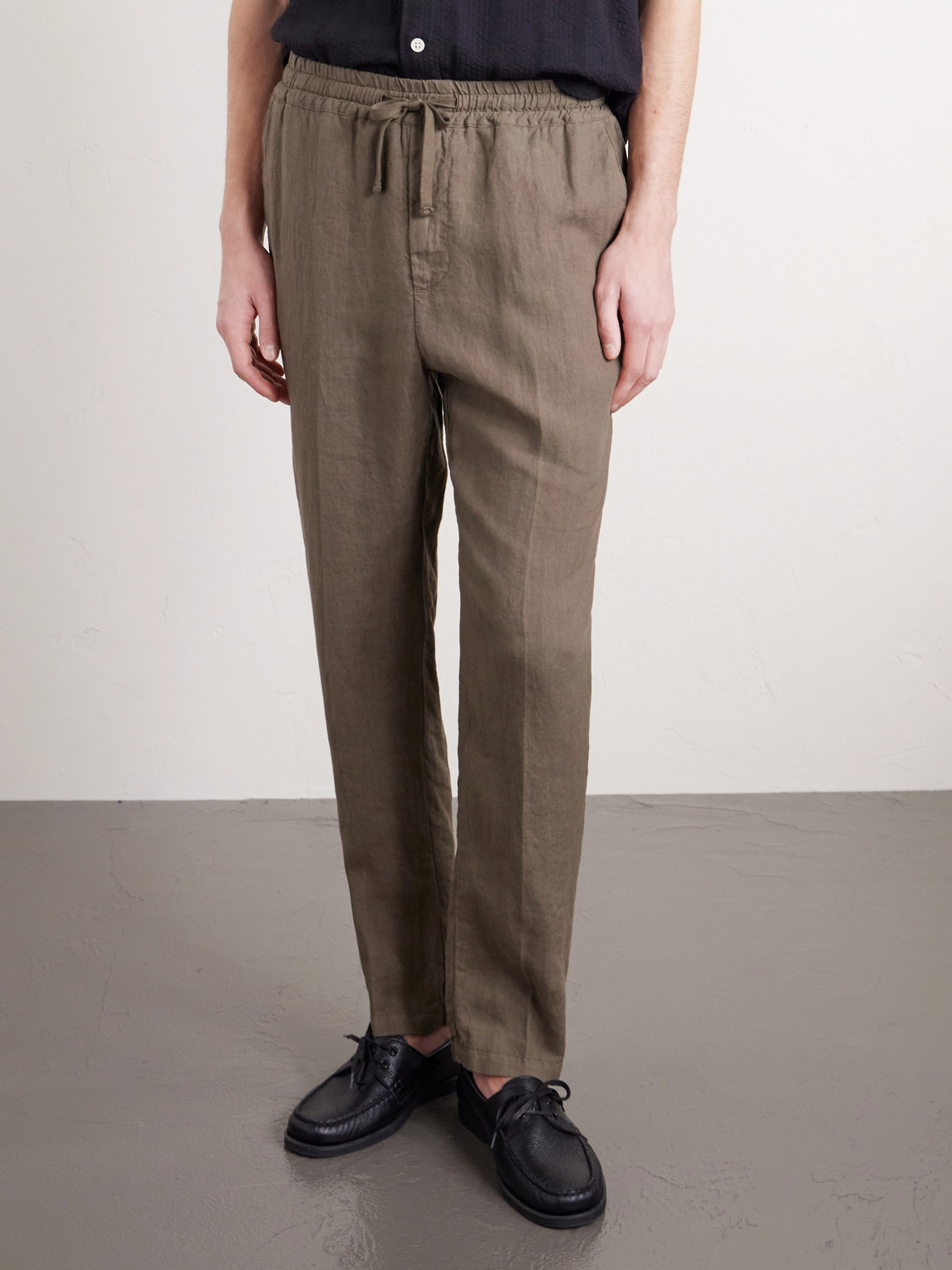 Mattia Straight-Leg Linen Drawstring Trousers