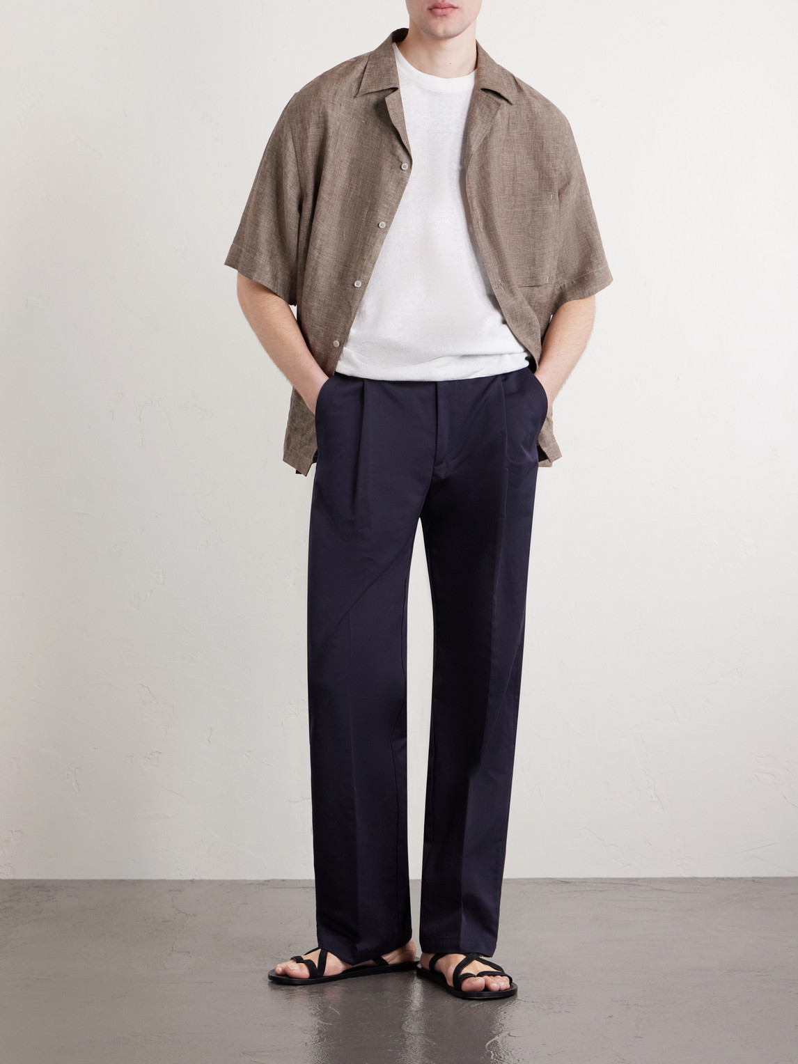 Orval Cotton And Linen-Blend Gabardine Trousers