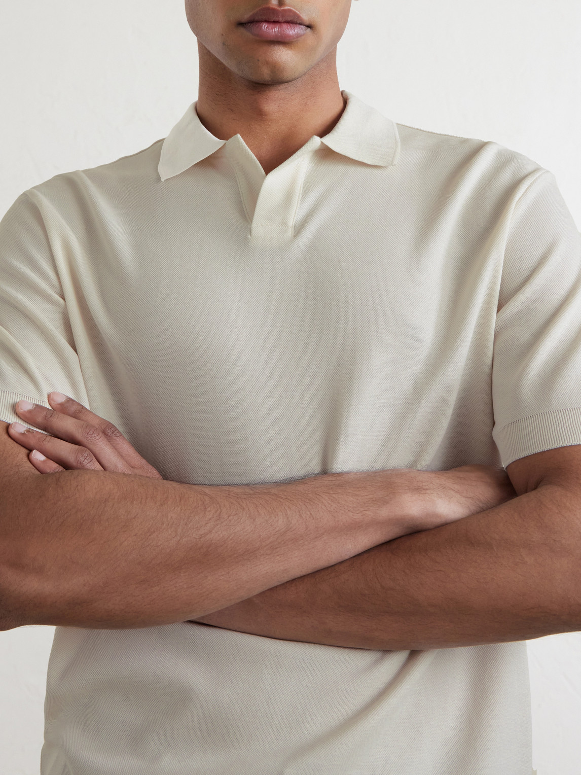 Pierre Honeycomb-Knit Cotton-Piqué Polo Shirt