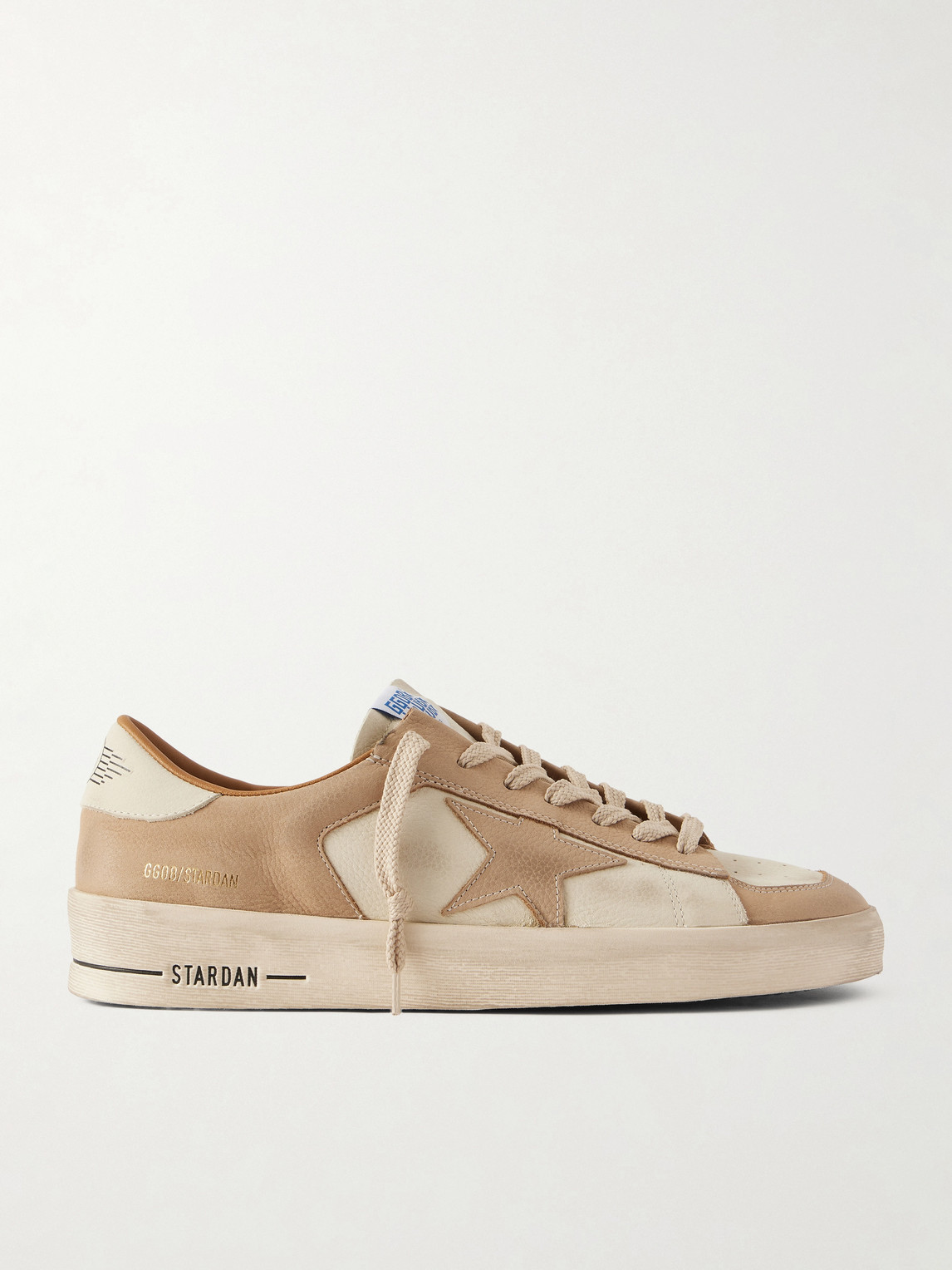 Golden Goose Stardan Distressed Colour-Block Full-Grain Nubuck and Leather Sneakers EU 46