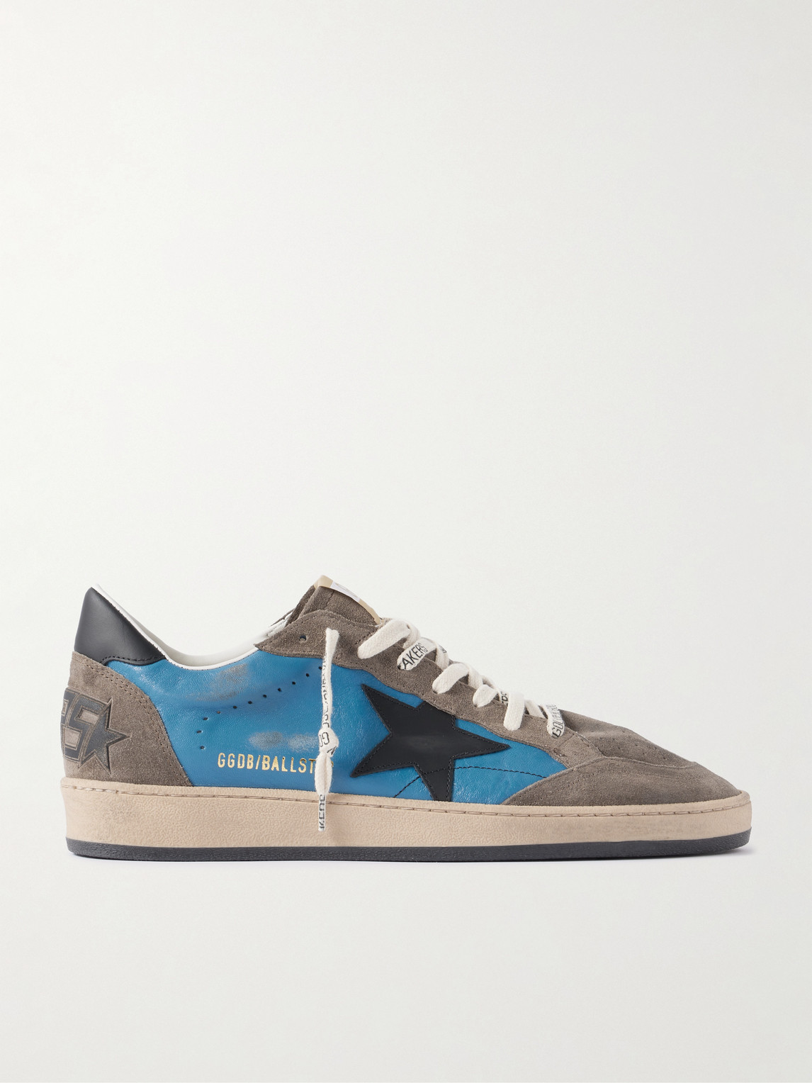 Golden Goose Ball Star Suede-Trimmed Distressed Leather Sneakers EU 42