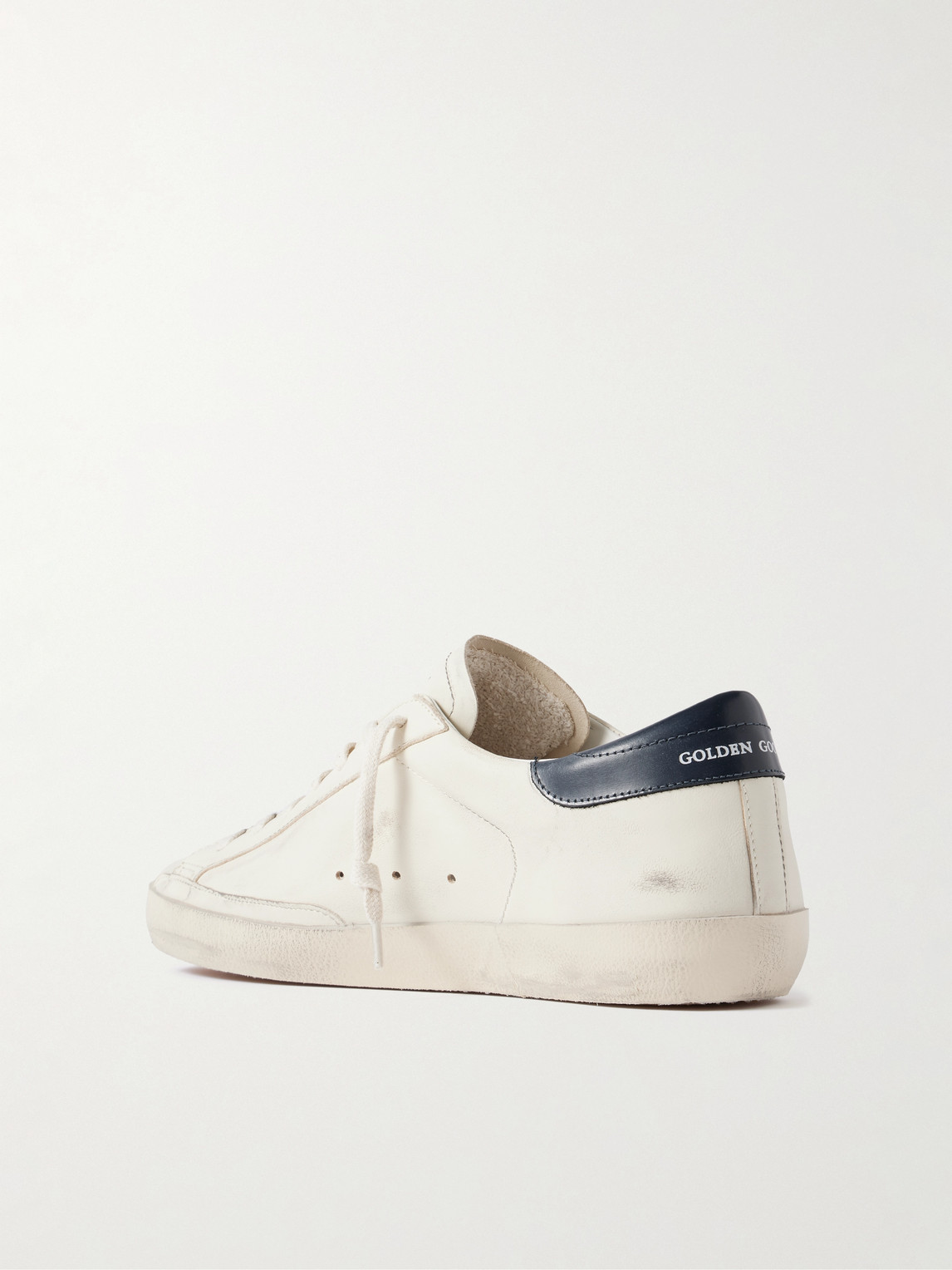 Golden Goose Super-star White Low Top Sneakers With Embossed Logo And Contrasting Heel Tab In Leather Man In White