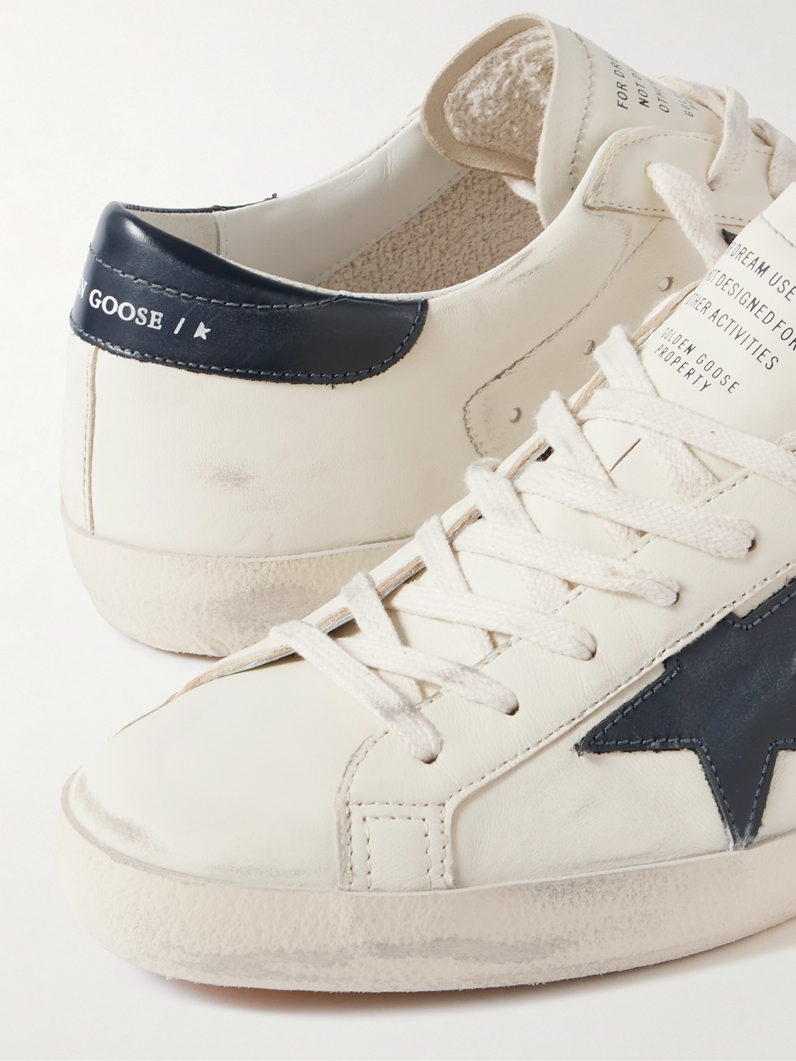 Golden Goose Super-star White Low Top Sneakers With Embossed Logo And Contrasting Heel Tab In Leather Man In White
