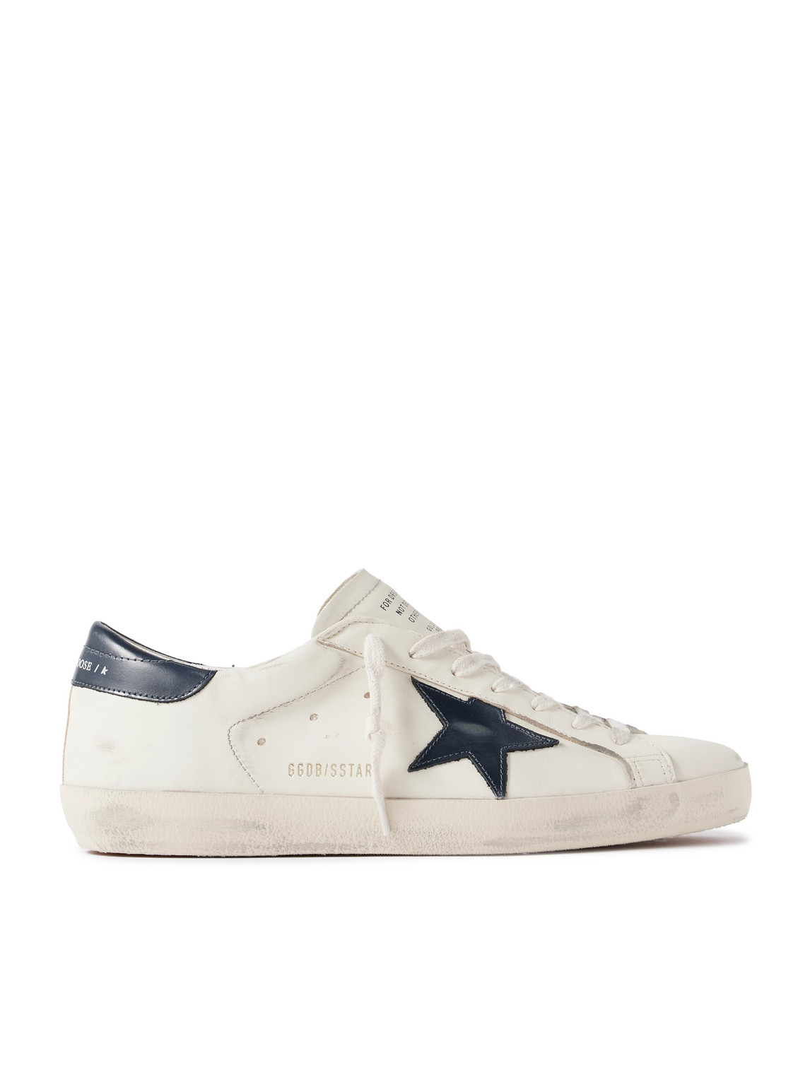 Golden Goose Super-star White Low Top Sneakers With Embossed Logo And Contrasting Heel Tab In Leather Man In White
