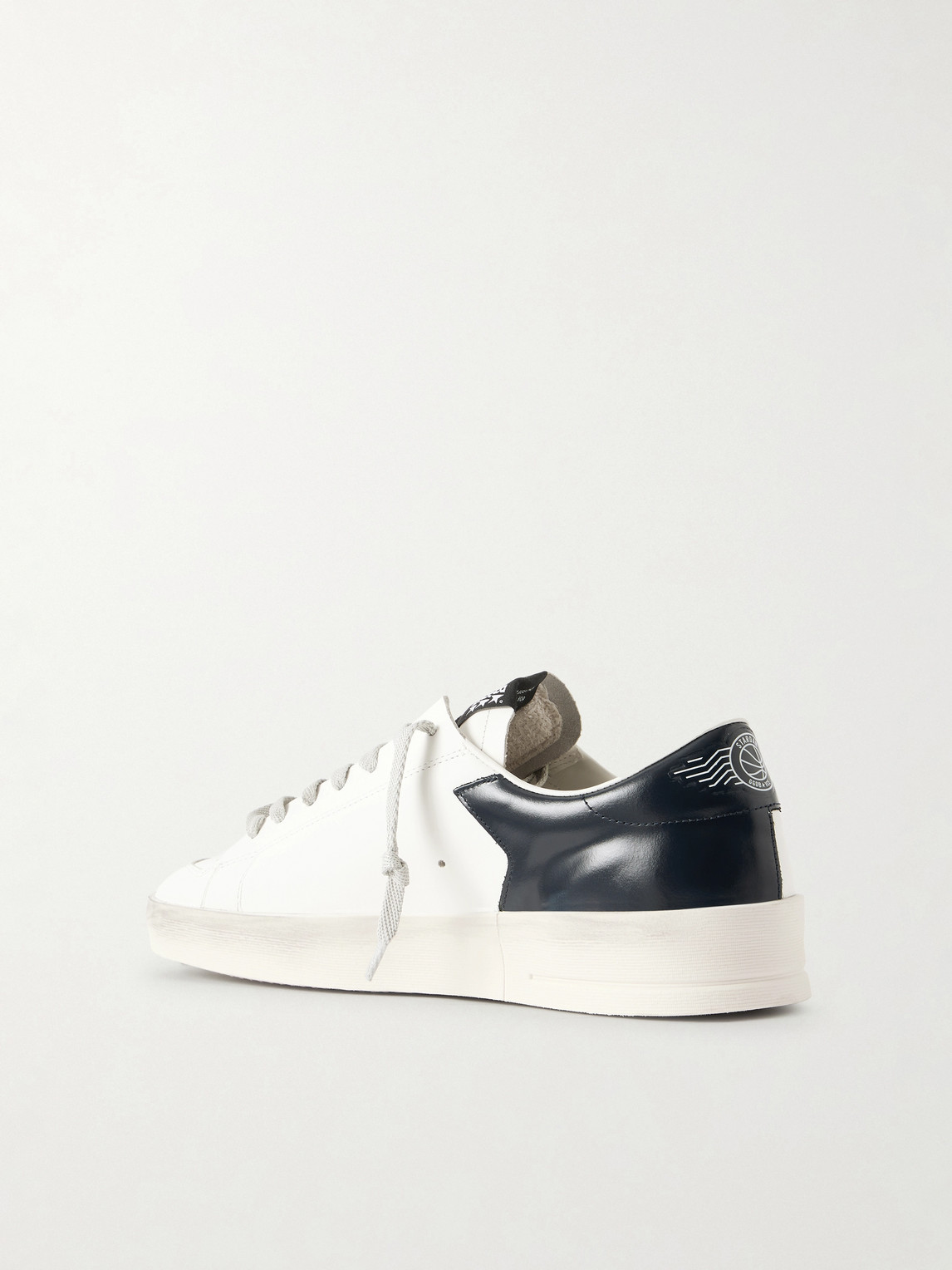 Golden Goose Mens Standard In White Leather With Grey Suede Star And Blue Leather Heel In Neutral