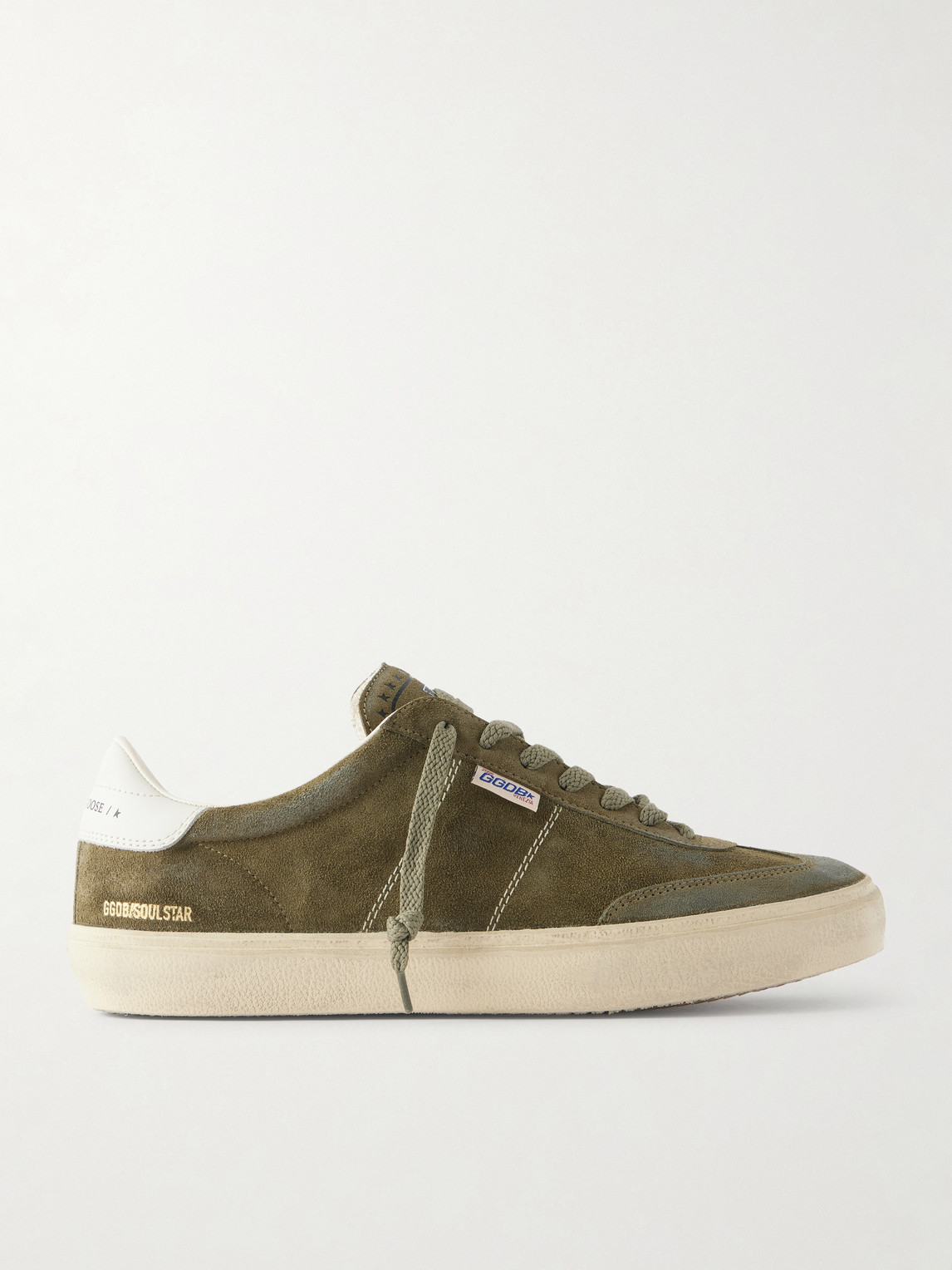 Golden Goose Soul Star Leather-Trimmed Distressed Suede Sneakers EU 40