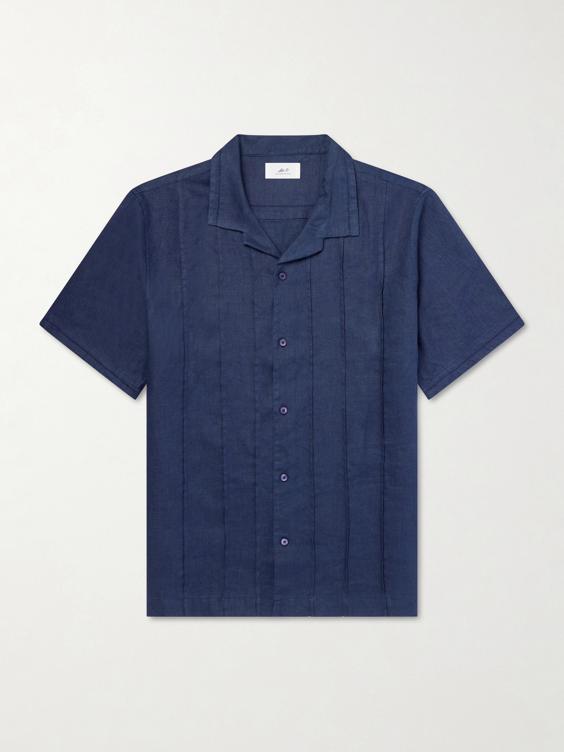 MR P. Camp-Collar Embroidered Pintucked Linen Shirt - Men