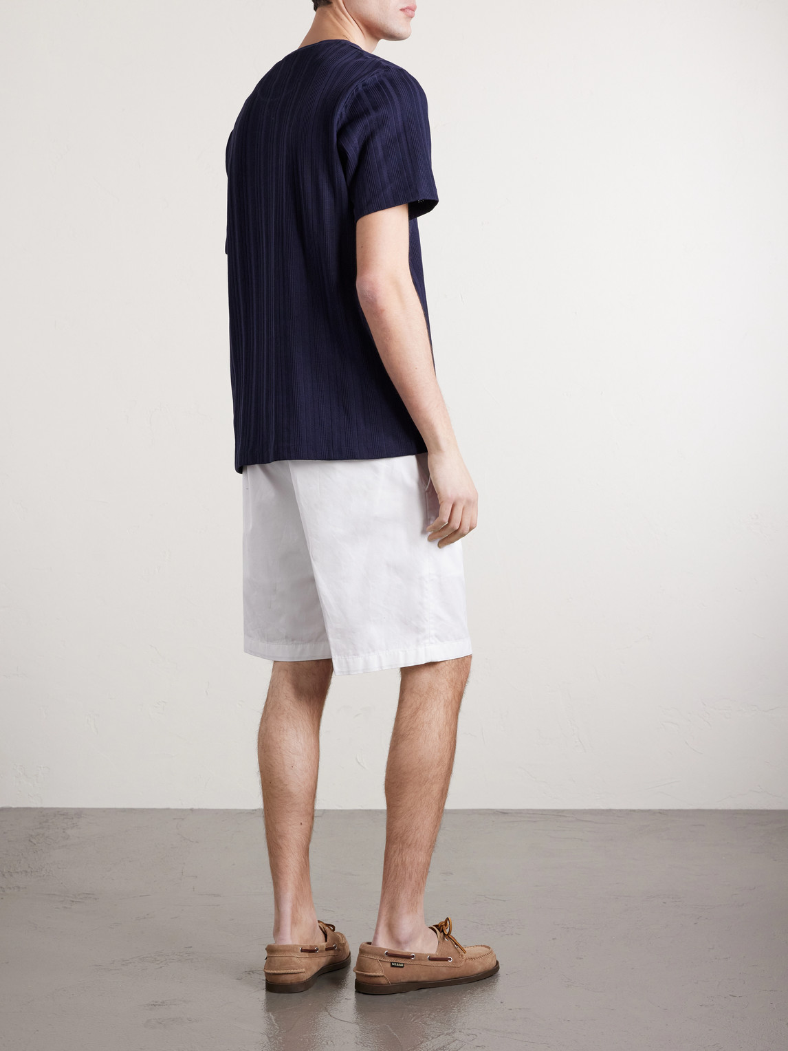  Mr P. - Textured Organic Cotton T-shirt - Men - Blue - Xs 