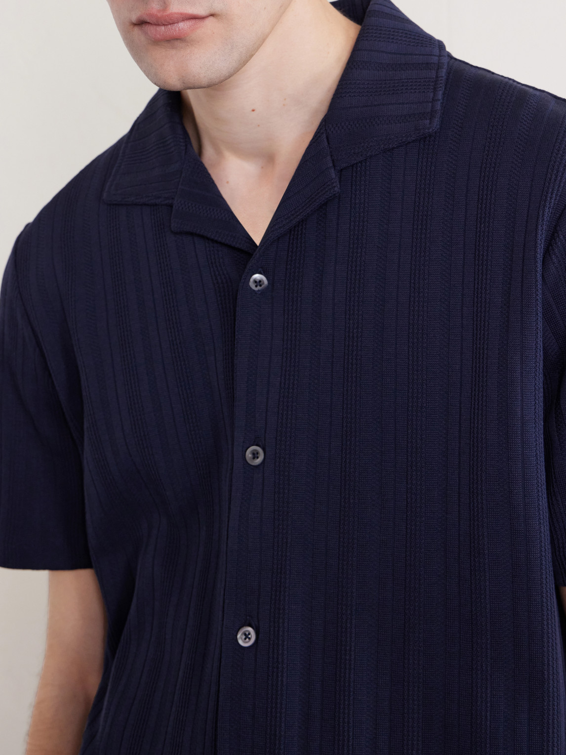 Mr P. - Camp-Collar Textured Organic Cotton Shirt