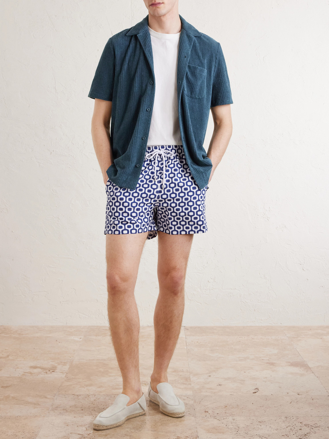 Mr P. - Camp-Collar Cotton-Terry Shirt