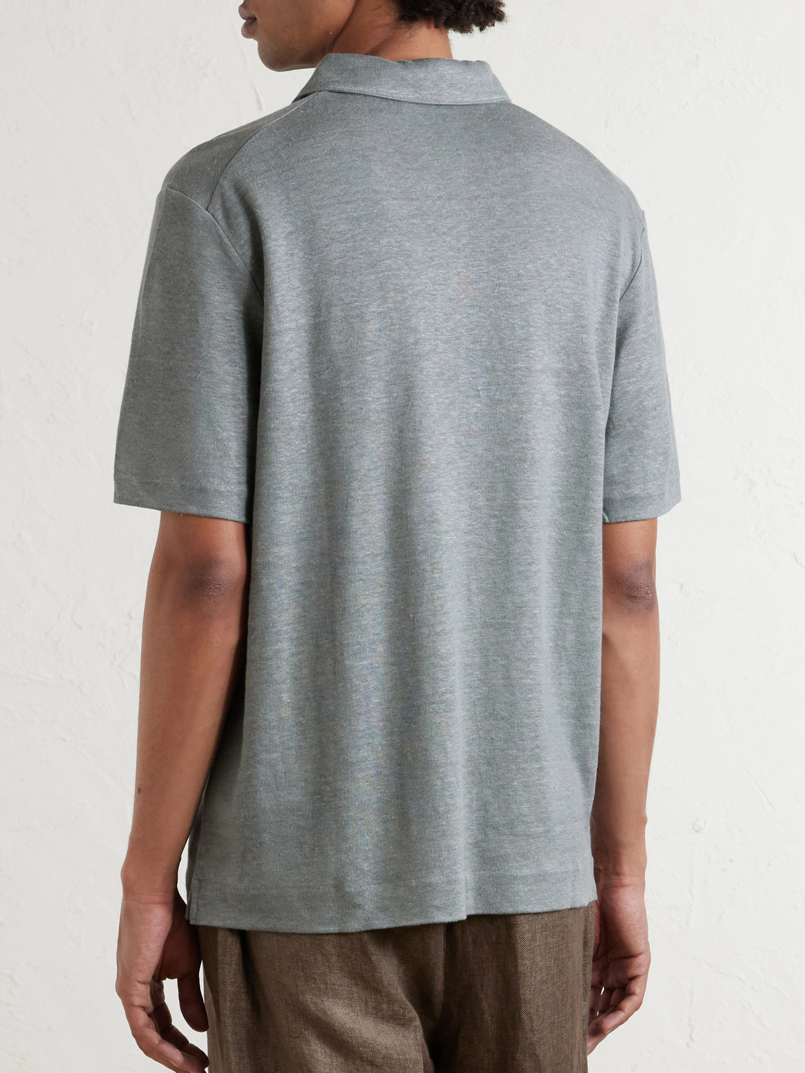  Mr P. - Linen Polo Shirt - Men - Gray - Xs 