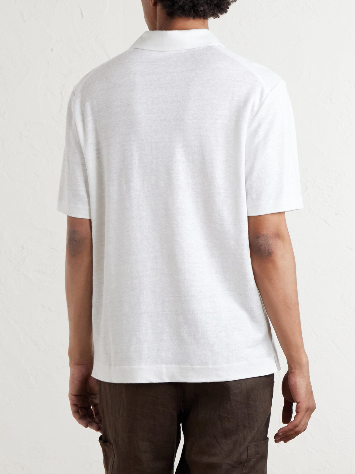  Mr P. - Linen Polo Shirt - Men - White - Xs 