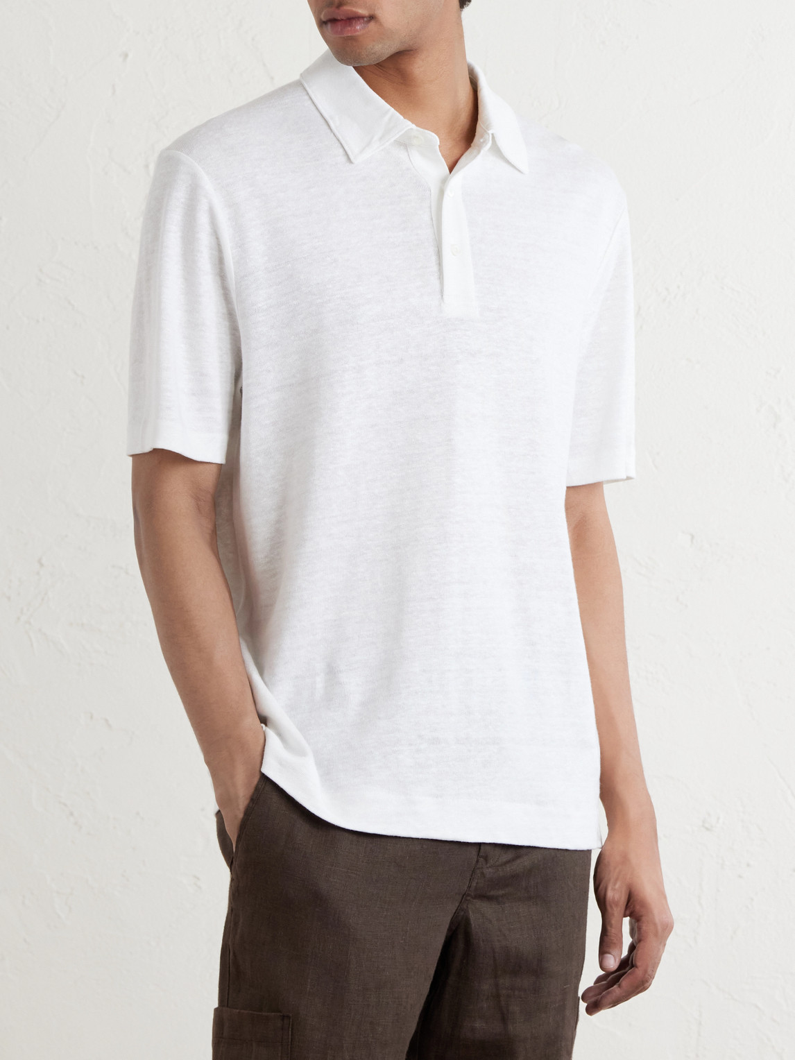 Mr P. - Linen Polo Shirt - Men - White - Xs 