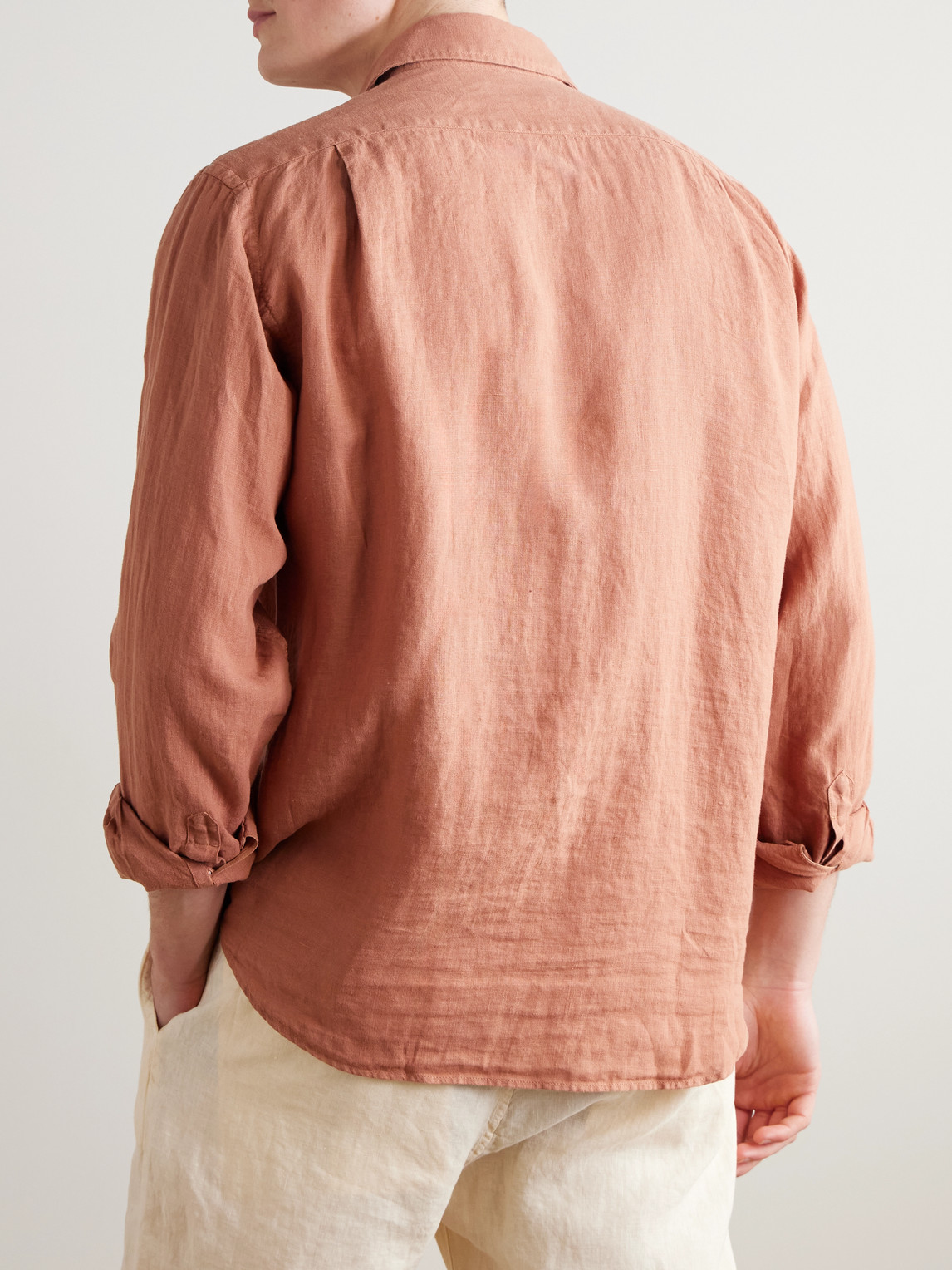  Hartford - Paul Pat Linen Shirt - Men - Orange - S 