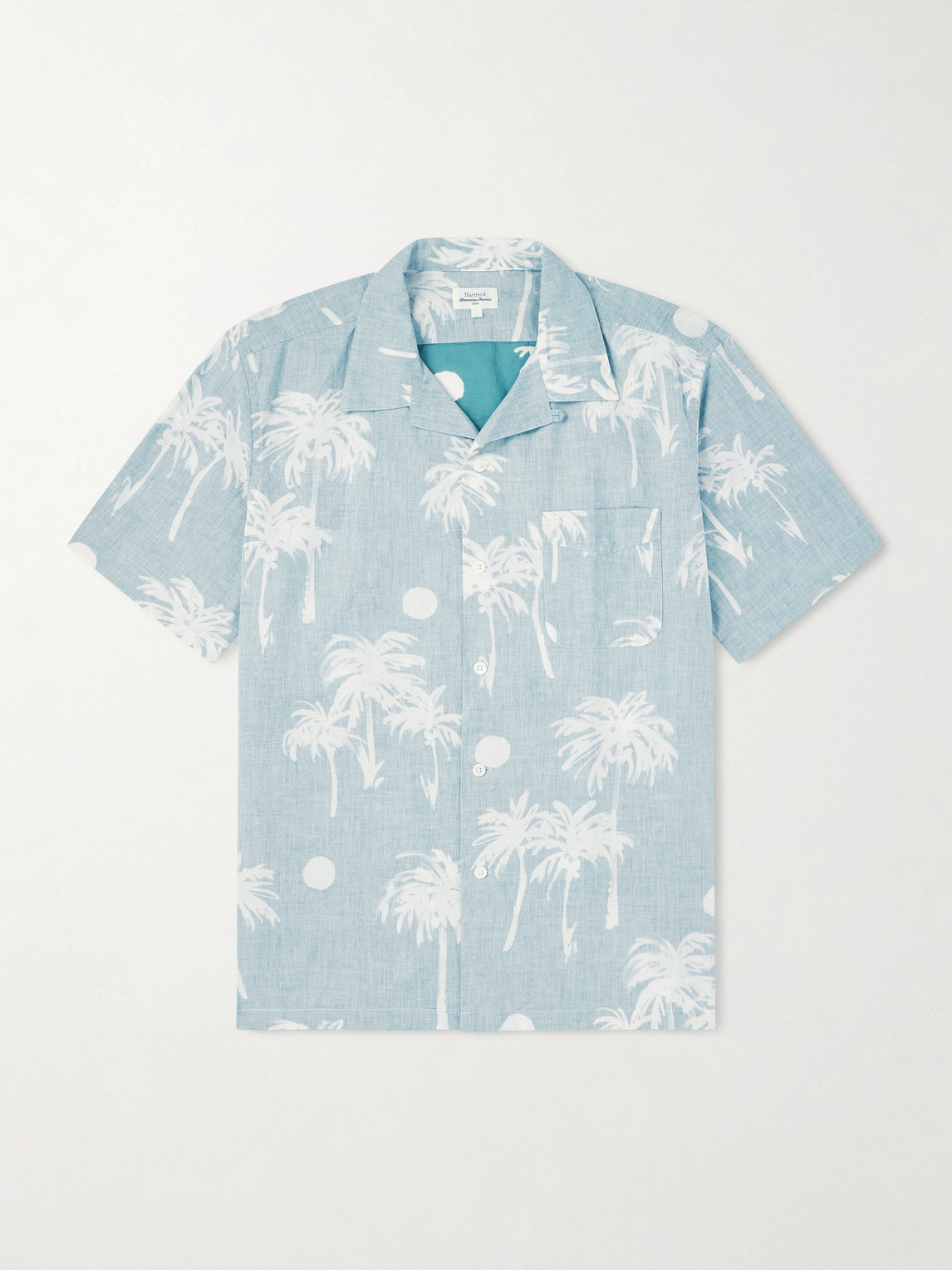Hartford New Palmito Convertible-collar Printed Cotton Shirt In Blue