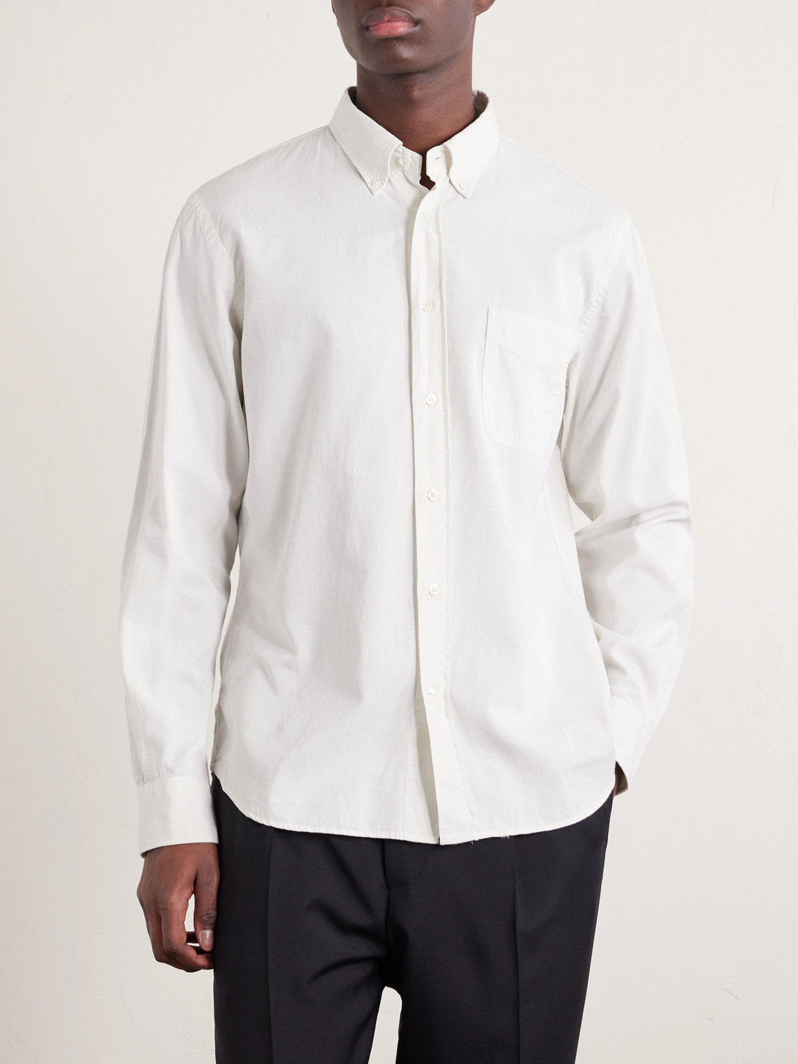  Hartford - Pitt Button-down Collar Tencel™ Lyocell, Cotton And Linen-blend Shirt - Men - Neutrals - S 