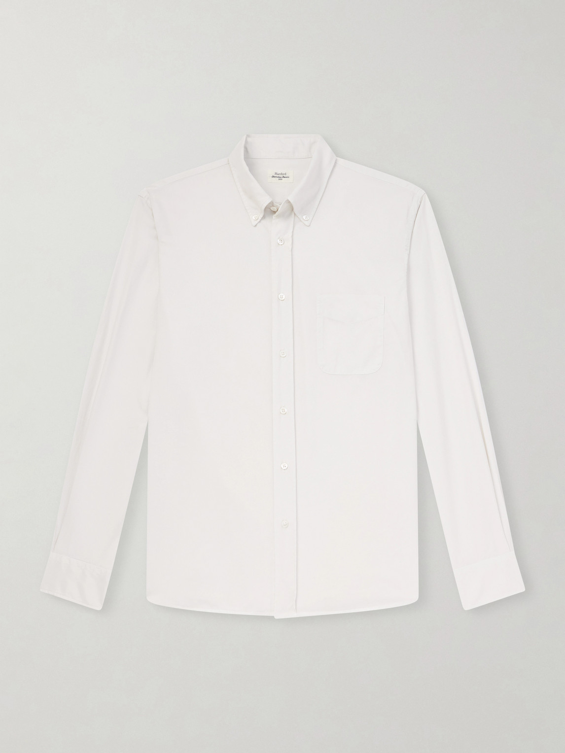 Hartford Pitt Button-down Collar Tencel™ Lyocell, Cotton And Linen-blend Shirt In White
