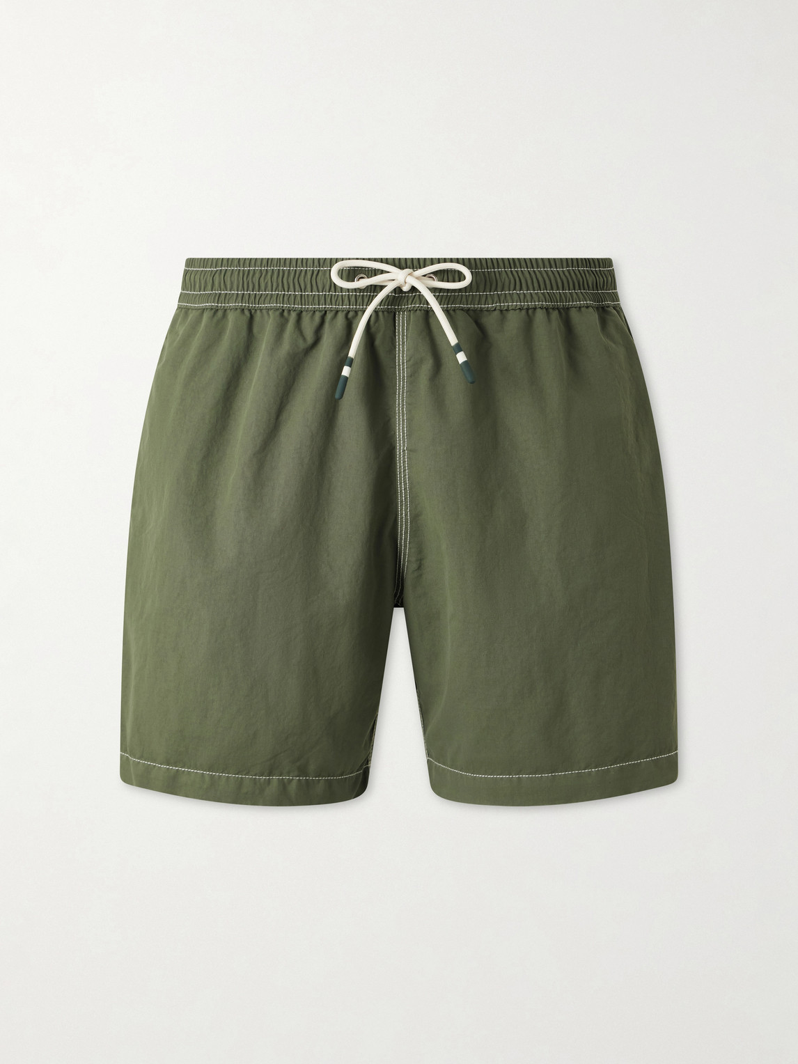 Hartford Slim-fit Mid-length Swim Shorts In Green
