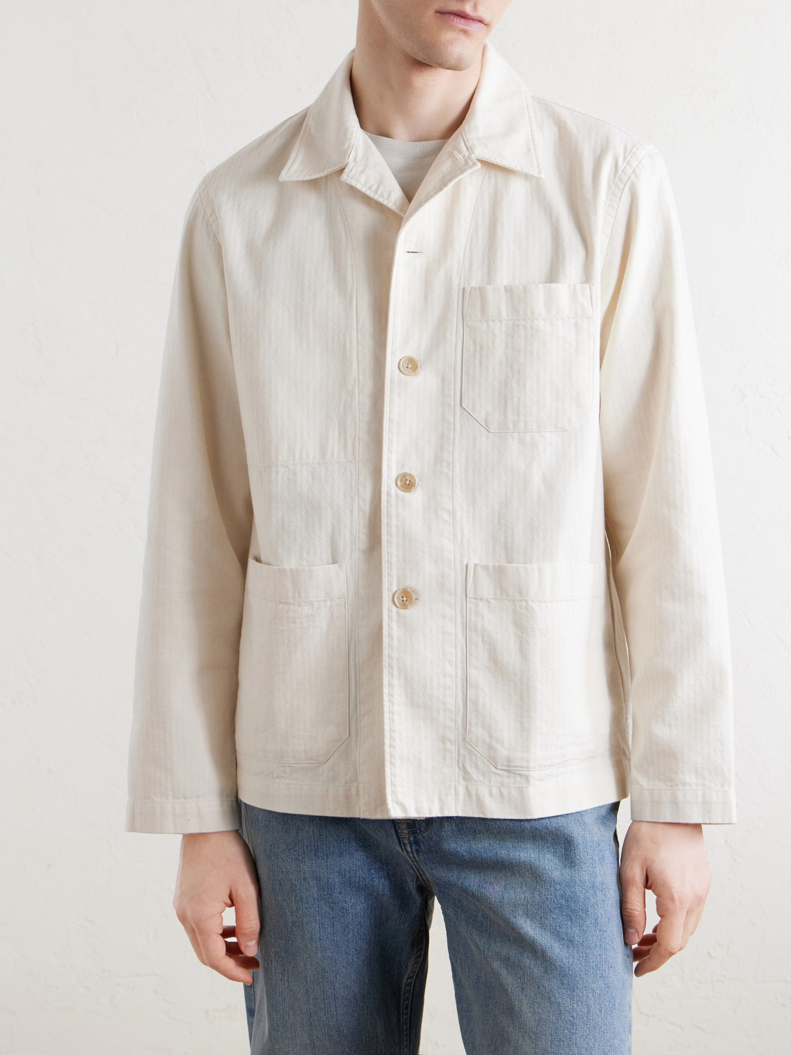  Hartford - Perry Herringbone Cotton Jacket - Men - Neutrals - S 