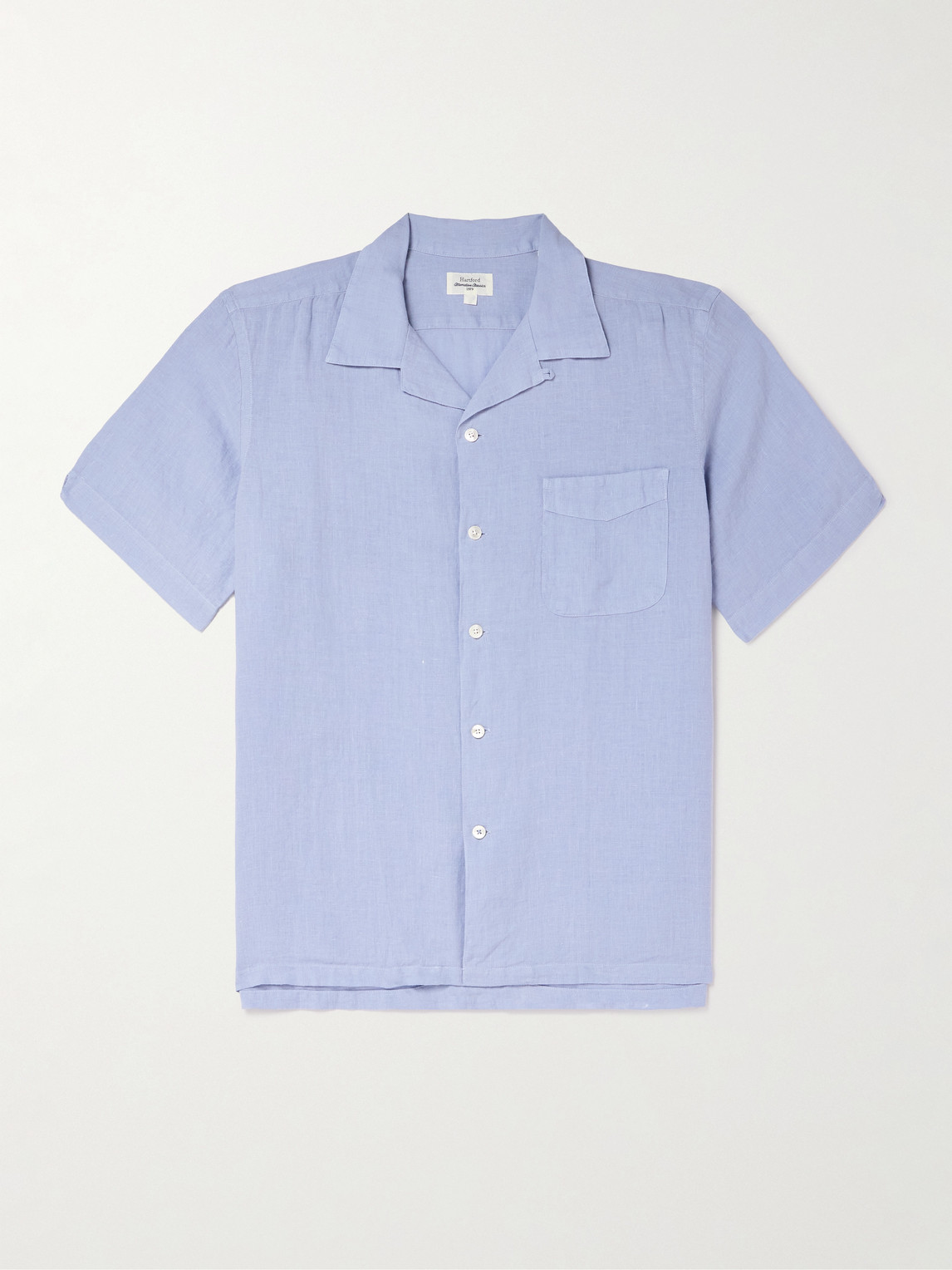 Hartford Palmito Mc Pat Convertible-collar Linen Shirt In Blue