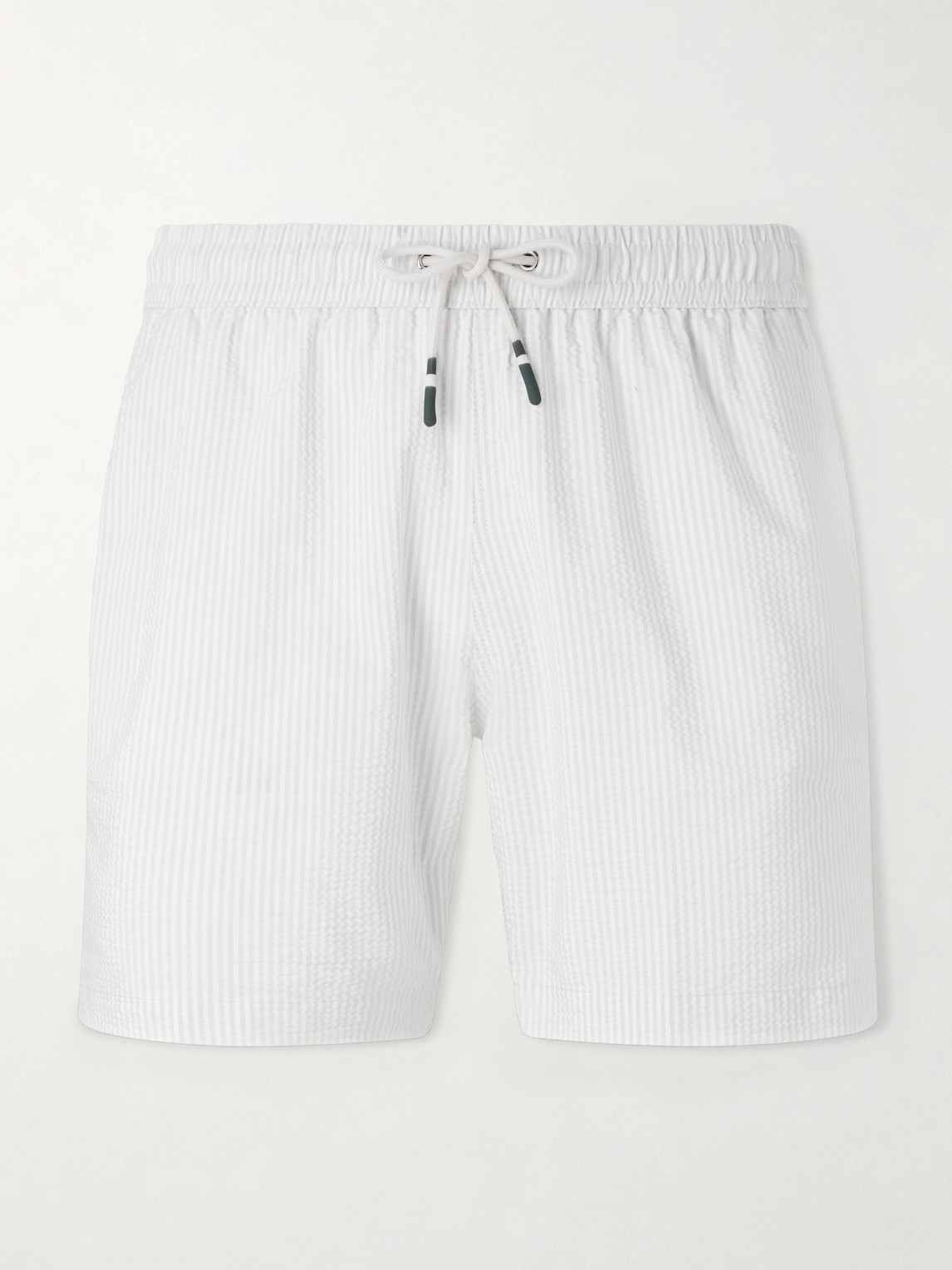 Hartford Straight-Leg Mid-Length Striped Seersucker Swim Shorts - Men
