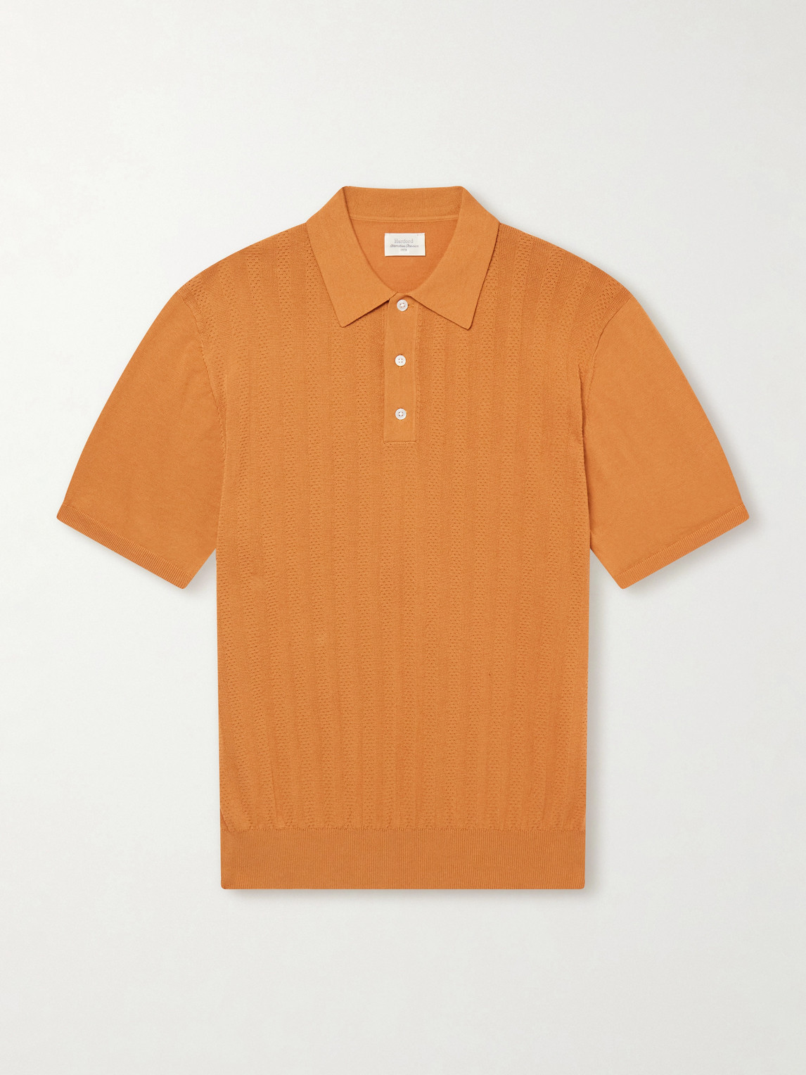 Hartford Pointelle-knit Cotton Polo Shirt In Orange